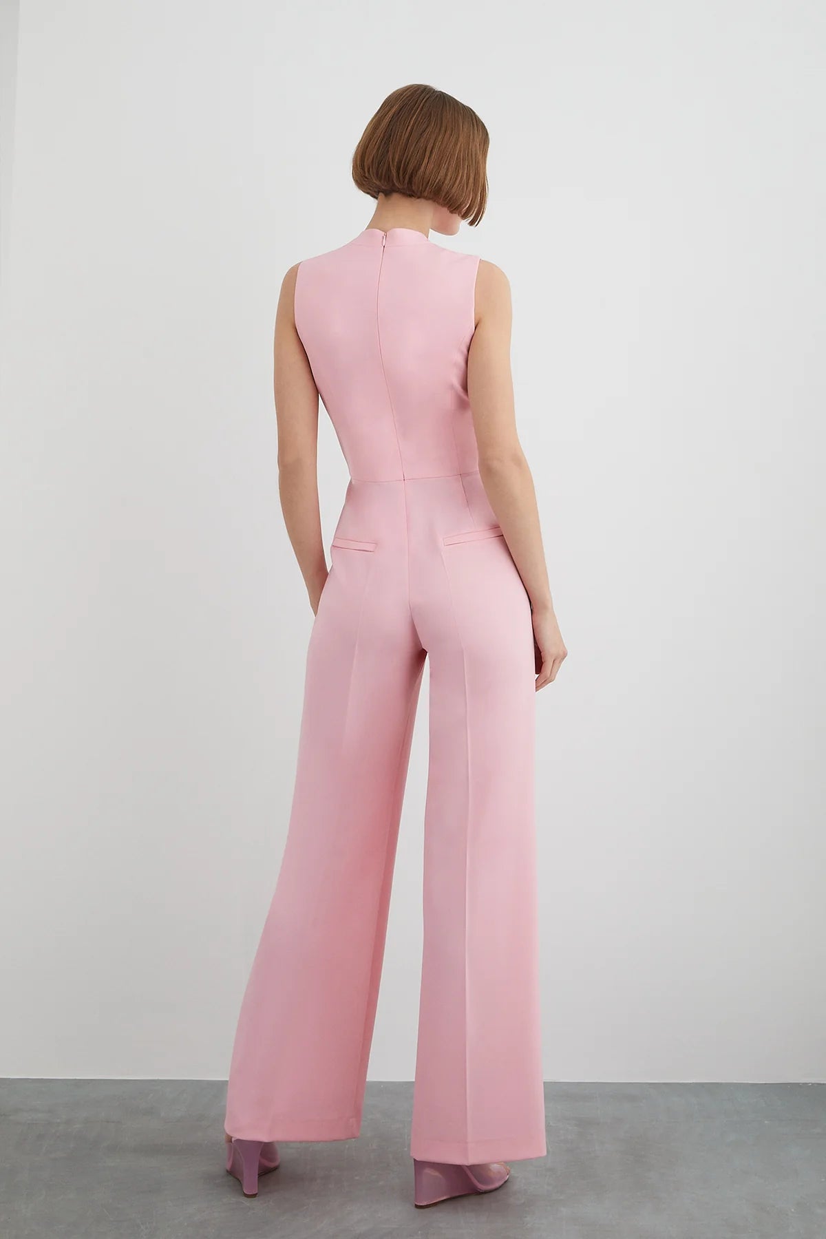 İnci Ve Detay Düğmeli Sıfır Kol Uzun Tulum