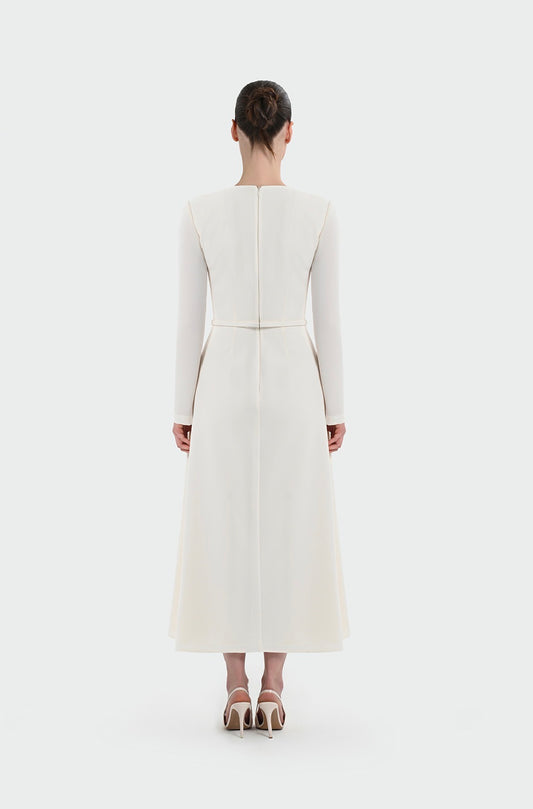 PİLİSELİ BEL DETAYLI ELBİSE 9140