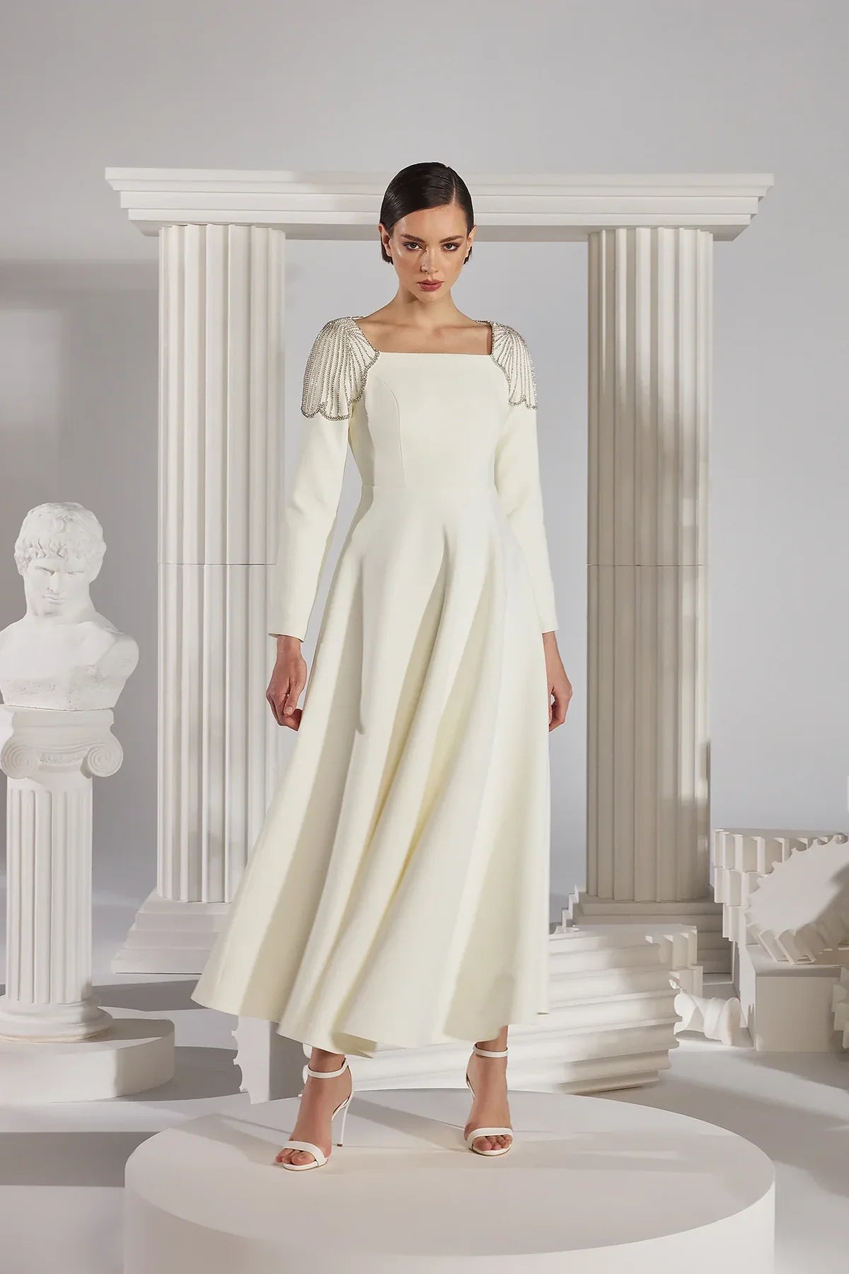 فستان كريب مقاس 50 ، وردي مقاس 46