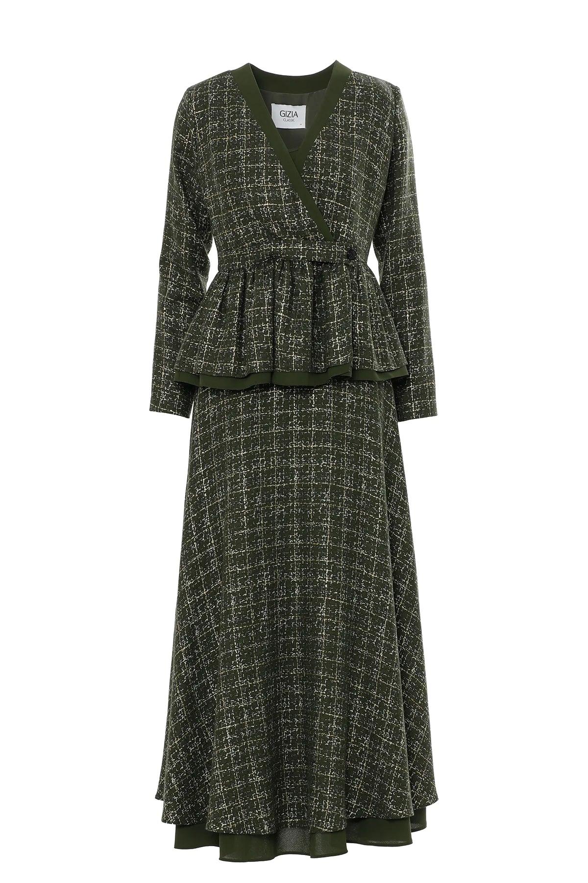 Pileli Ceket Ve Volanlı Uzun Etekli Takım