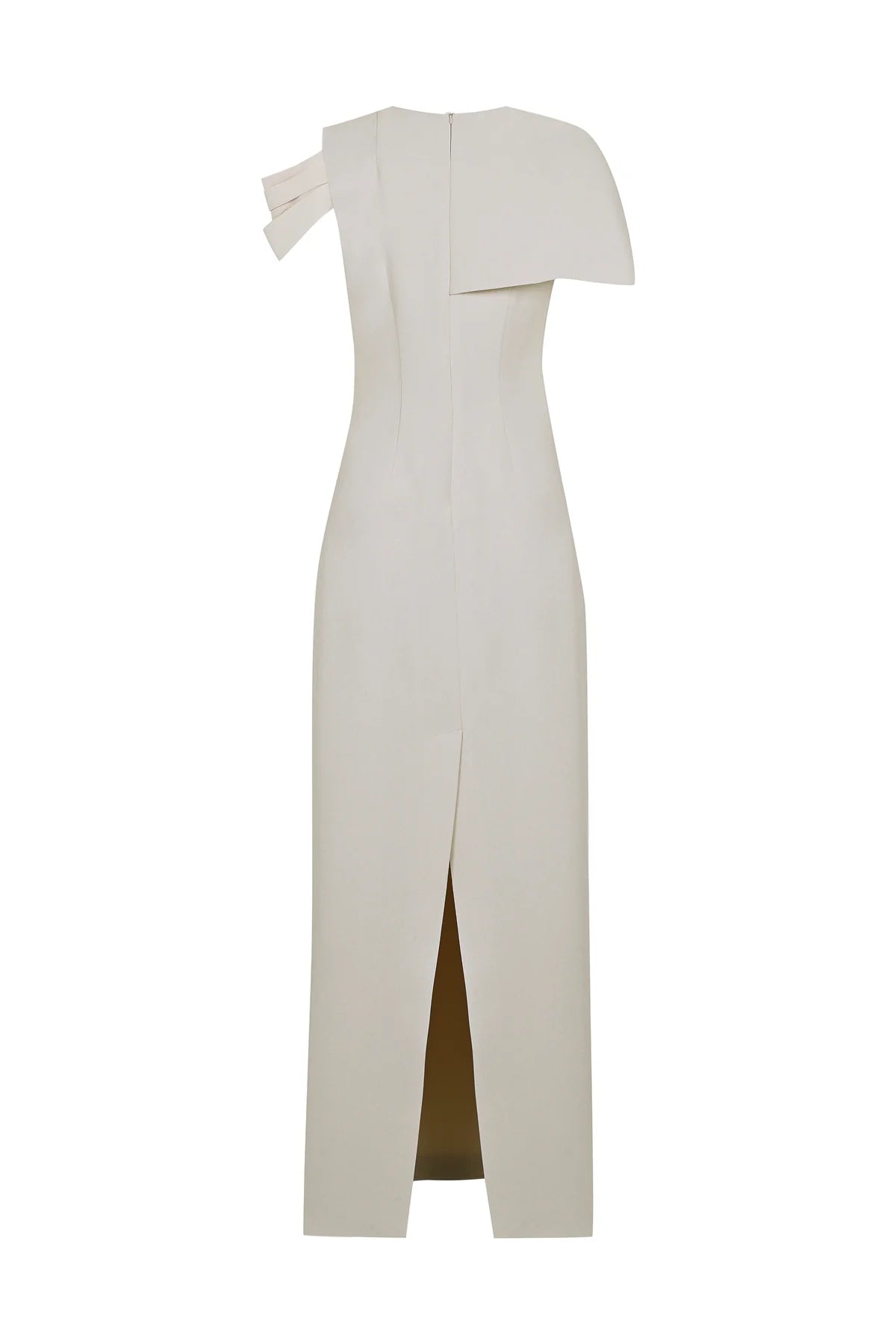 ASİMETRİK DRAPELİ BELİ İŞLEMELİ UZUN ABİYE ELBİSE 1239