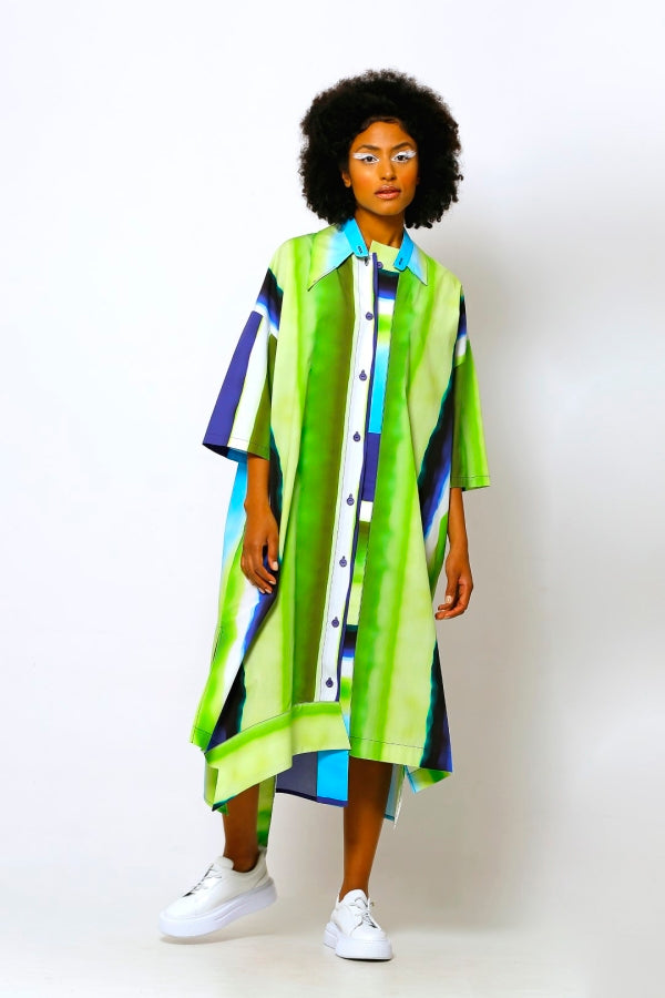 فستان قميص منقوش باتيك - منقوش