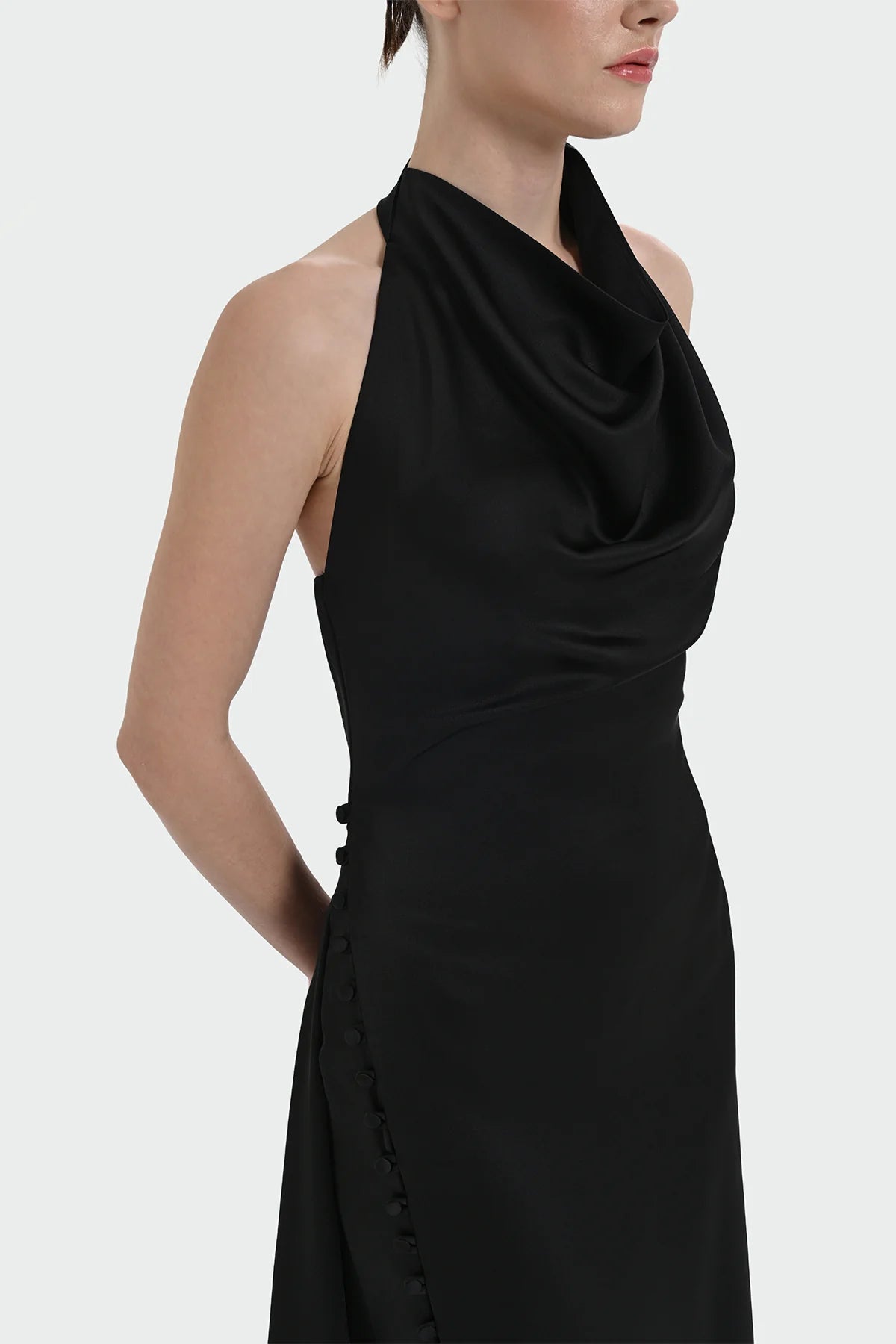 HALTER YAKA DEGAJE DETAYLI ABİYE ELBİSE 1364