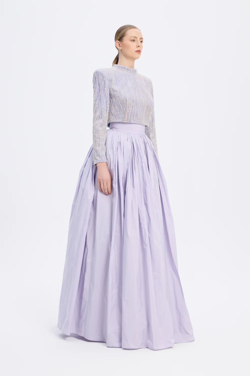 UZUN KOLLU TAŞLI CEKET & TAFTA ETEK TAKIM - 9064C