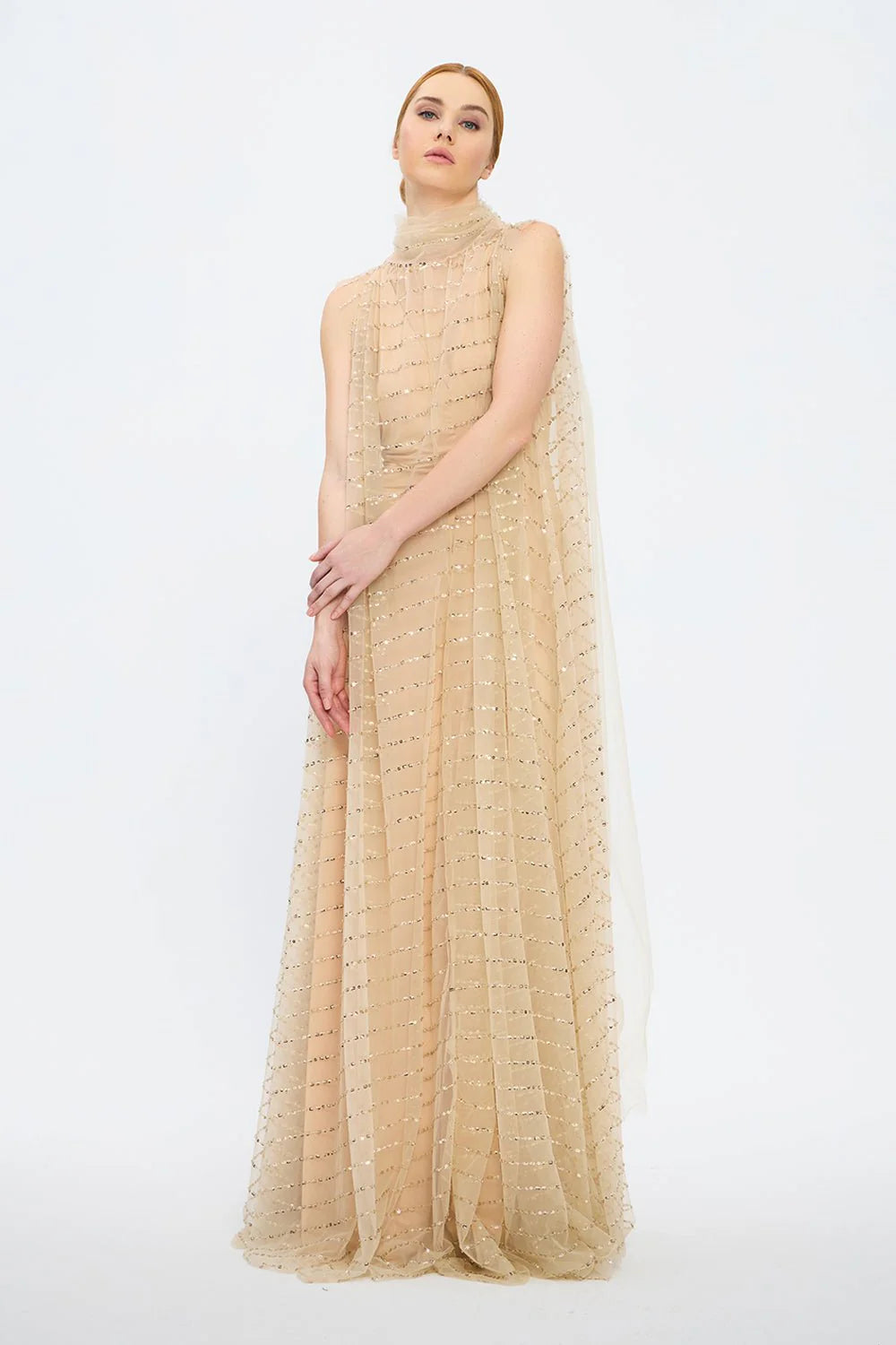 İKİ PARÇA KOLSUZ V YAKA ABİYE ELBİSE - 2004CN