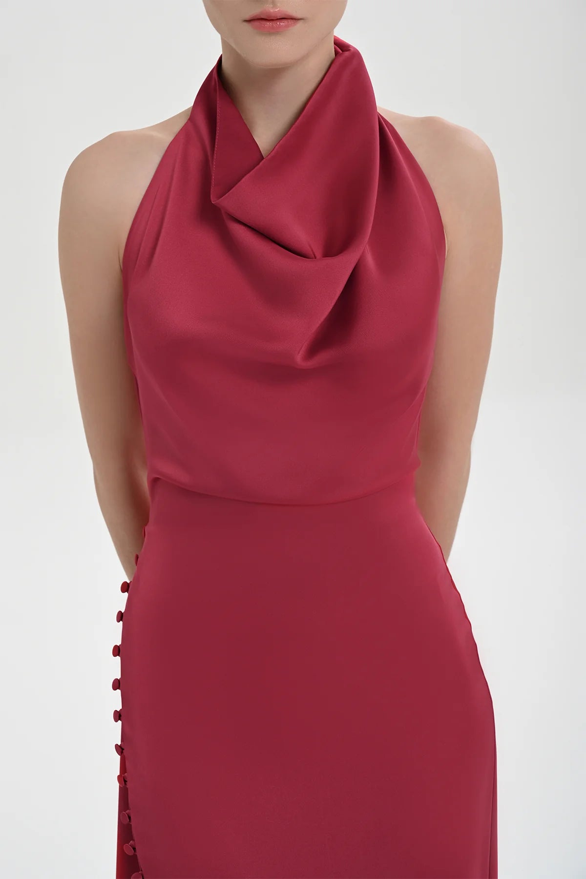 HALTER YAKA DEGAJE DETAYLI ABİYE ELBİSE 1364