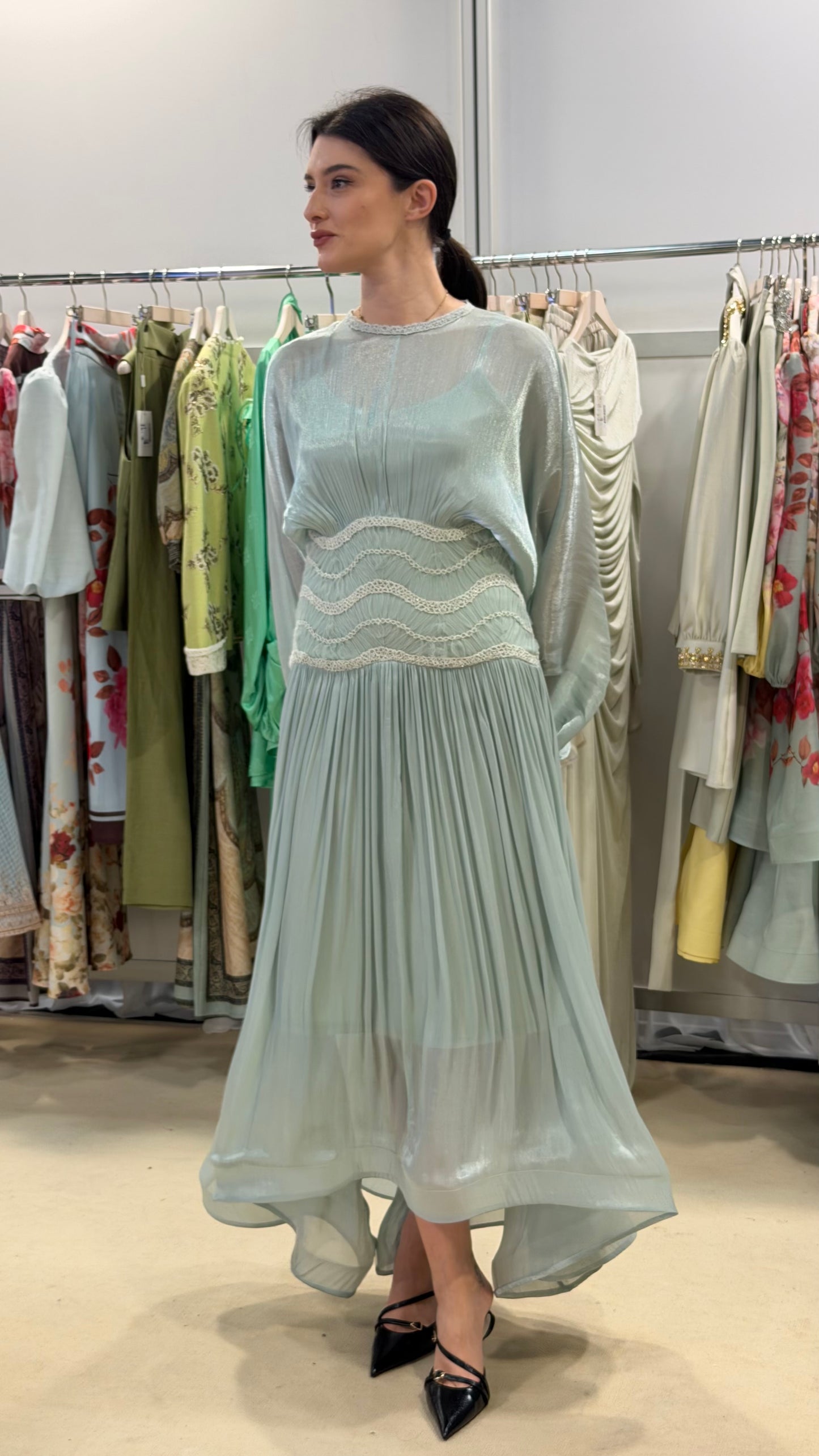 فستان ماكسي بلونين البني والتيفاني