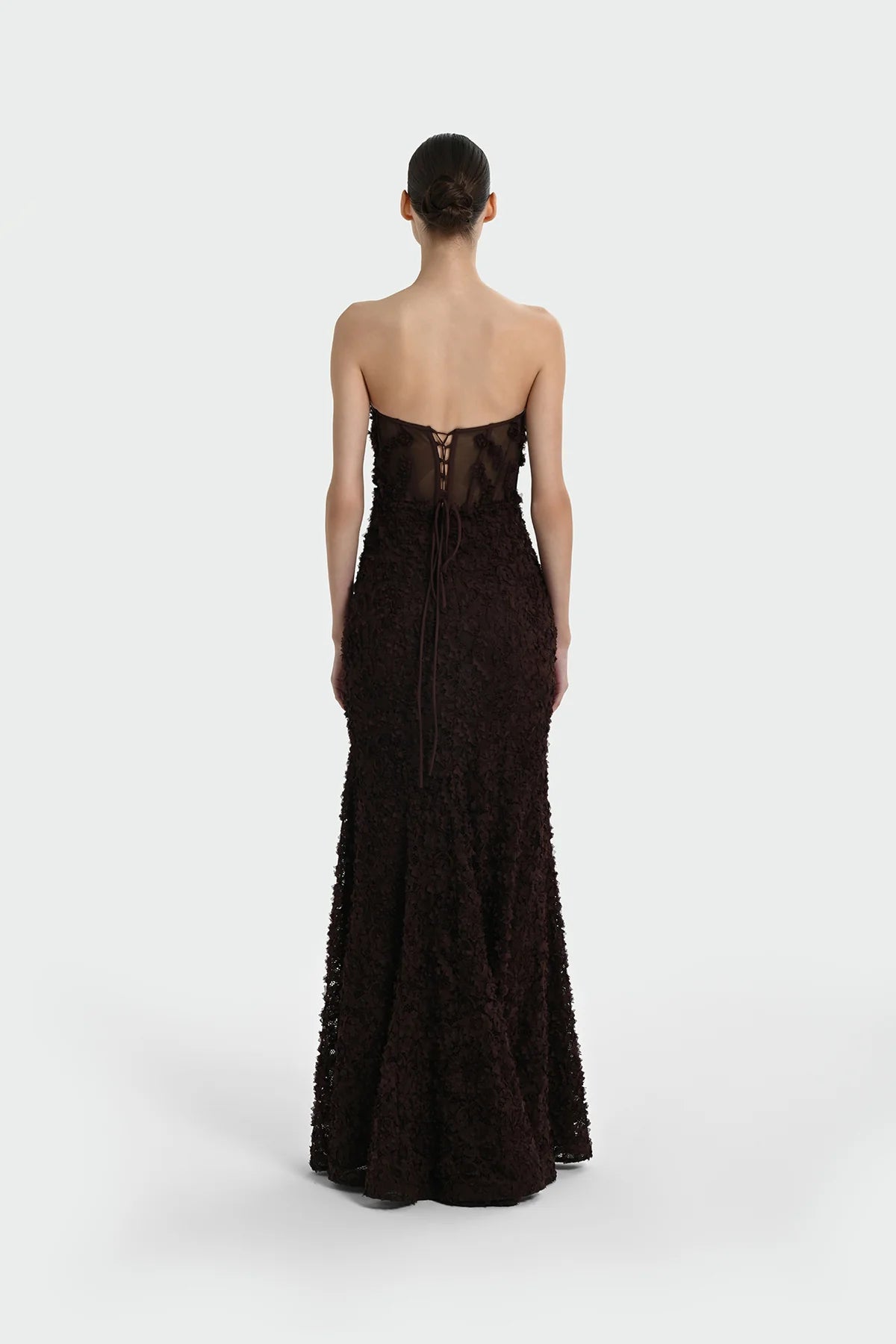 STRAPLEZ ÜÇ BOYUT ÇİÇEKLİ ABİYE ELBİSE 1338