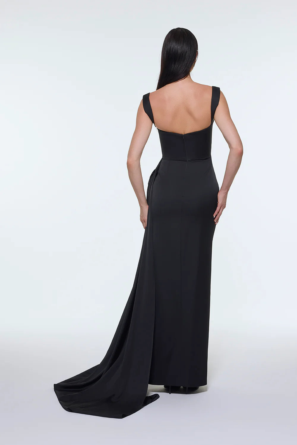 BEL DETAYLI ASKILI SATEN UZUN ABİYE ELBİSE - 9278C