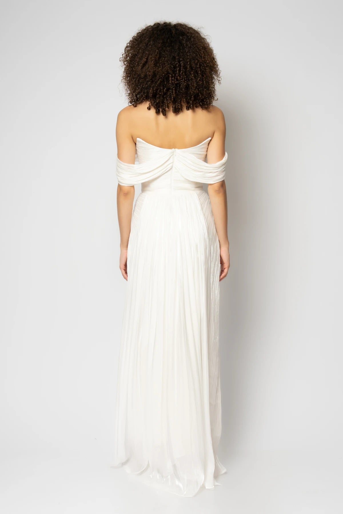 Robası enine pileli straplez ince organze abiye elbise 2205