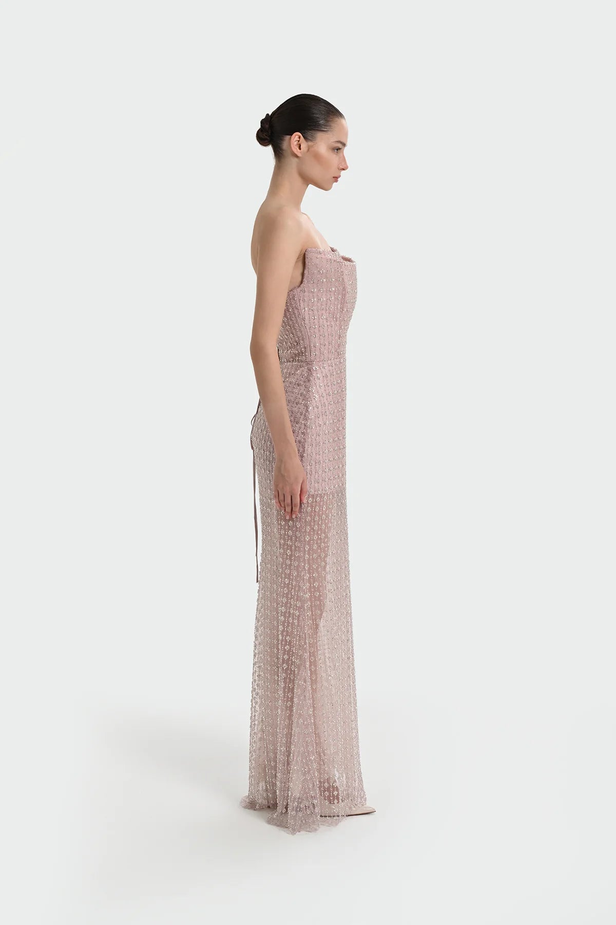 TAŞ İŞLEMELİ STRAPLEZ ABİYE ELBİSE 1350