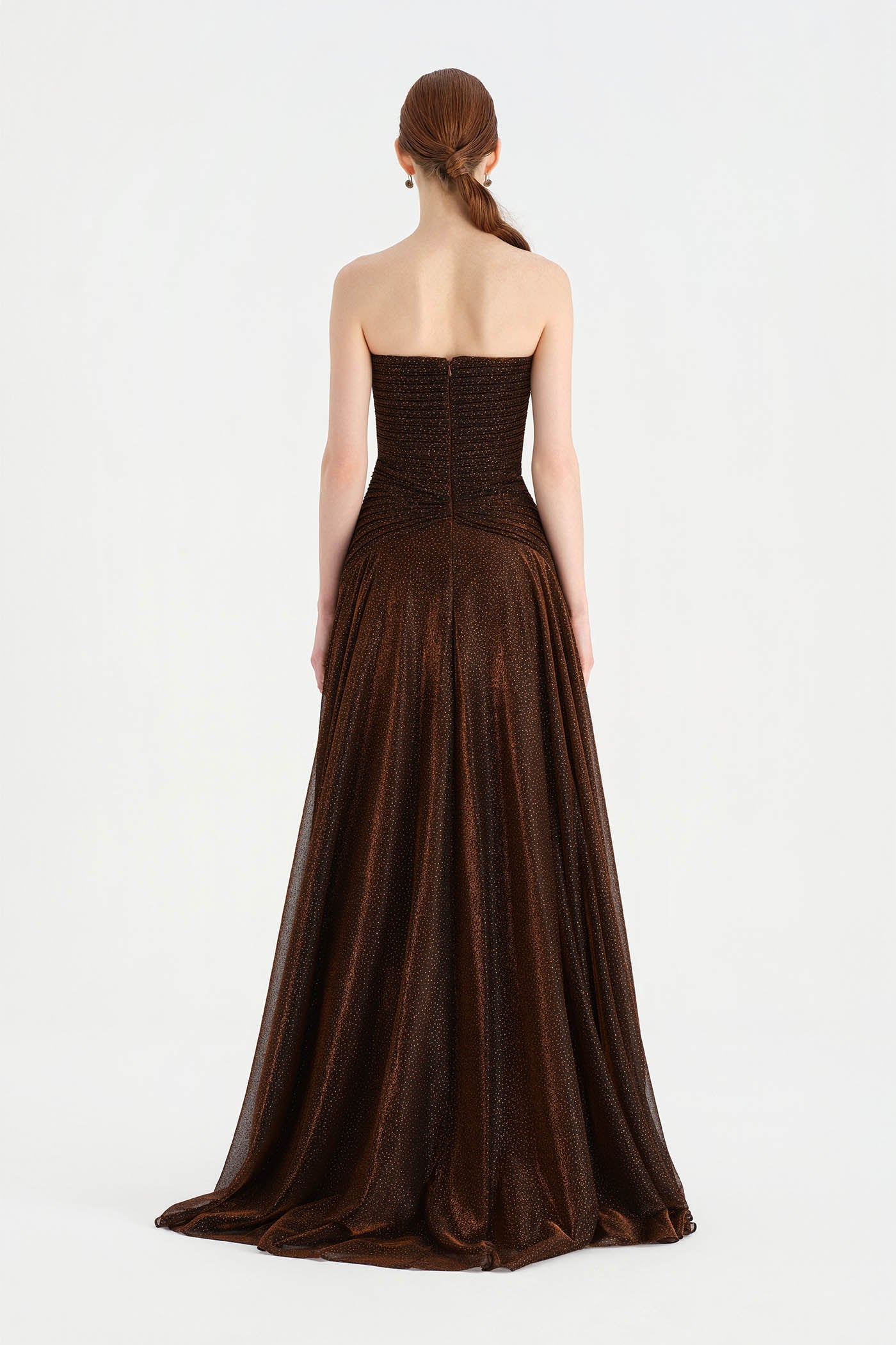 Glitter Strapless Long Evening Dress 9167C