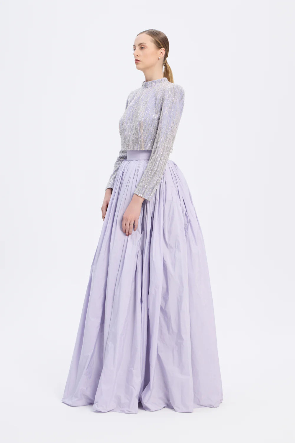 UZUN KOLLU TAŞLI CEKET & TAFTA ETEK TAKIM - 9064C