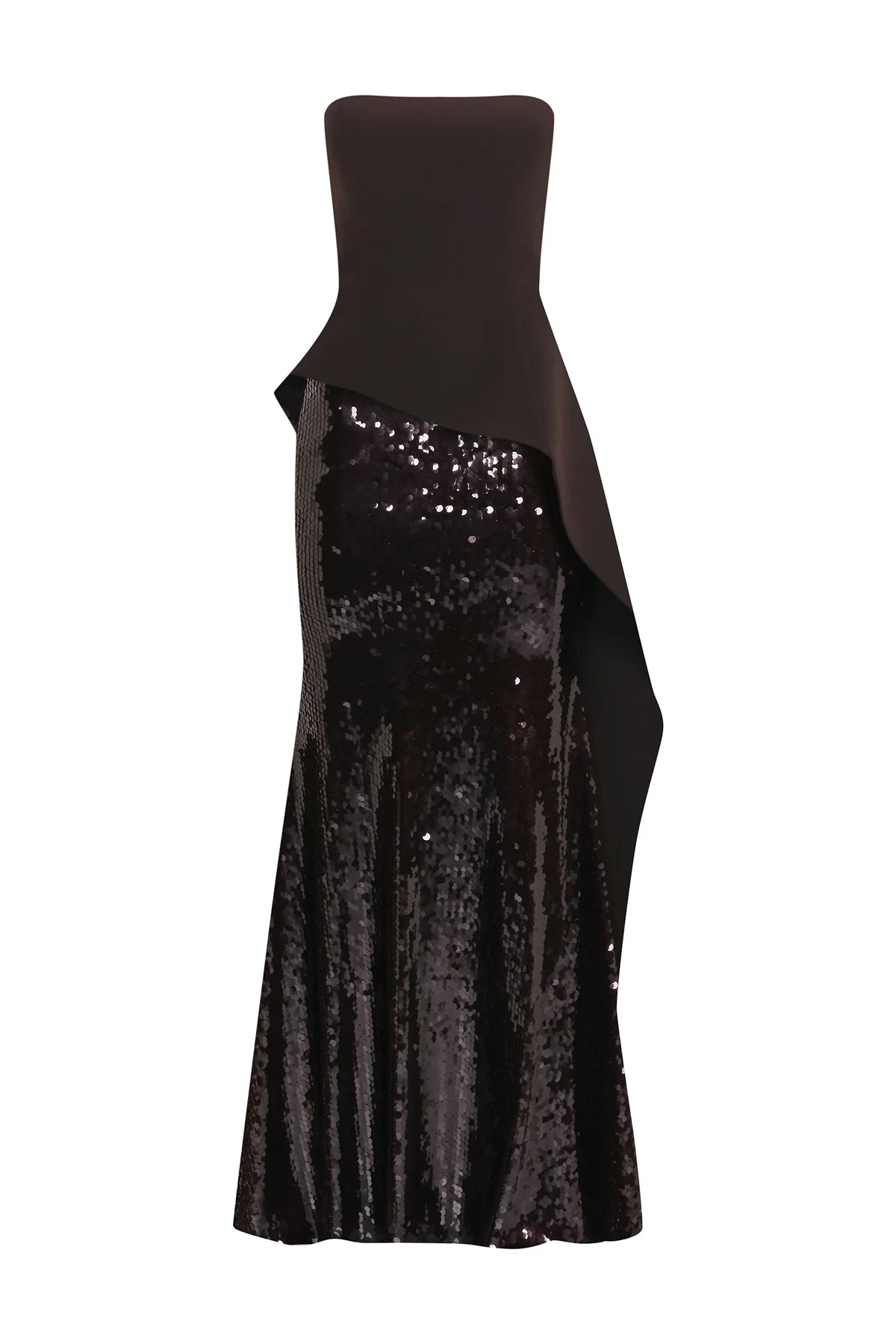 PUL PAYET İŞLEMELİ STRAPLEZ KREP ABİYE ELBİSE 2221