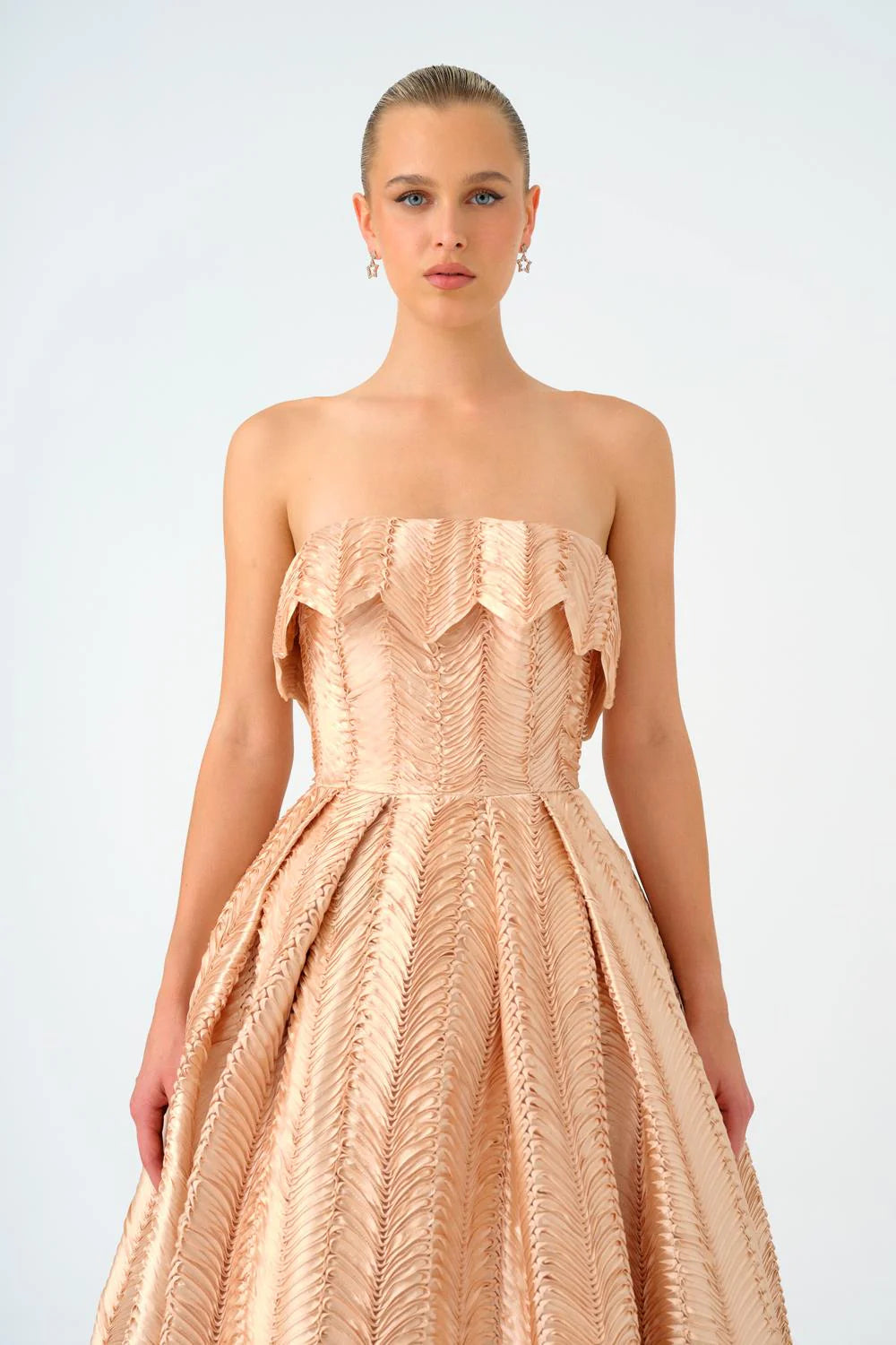 STRAPLEZ YAKA PRENSES KESİM UZUN ABİYE ELBİSE - 9050C