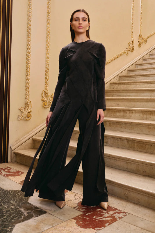 ÇAPRAZ DİKİŞ DETAYLI PANTOLON BLUZ TAKIM 2233