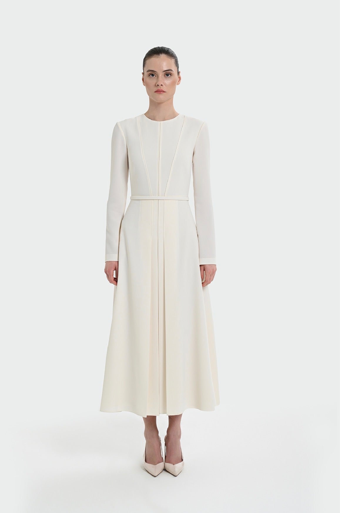 PİLİSELİ BEL DETAYLI ELBİSE 9140