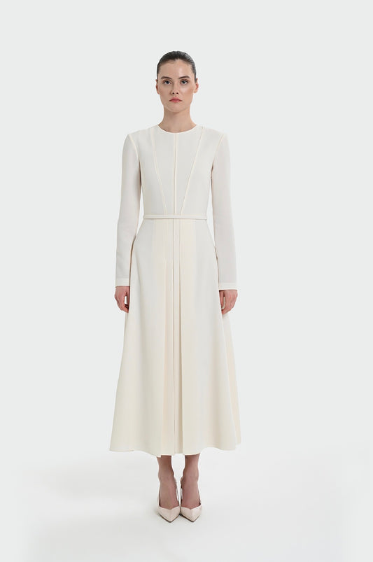 PİLİSELİ BEL DETAYLI ELBİSE 9140