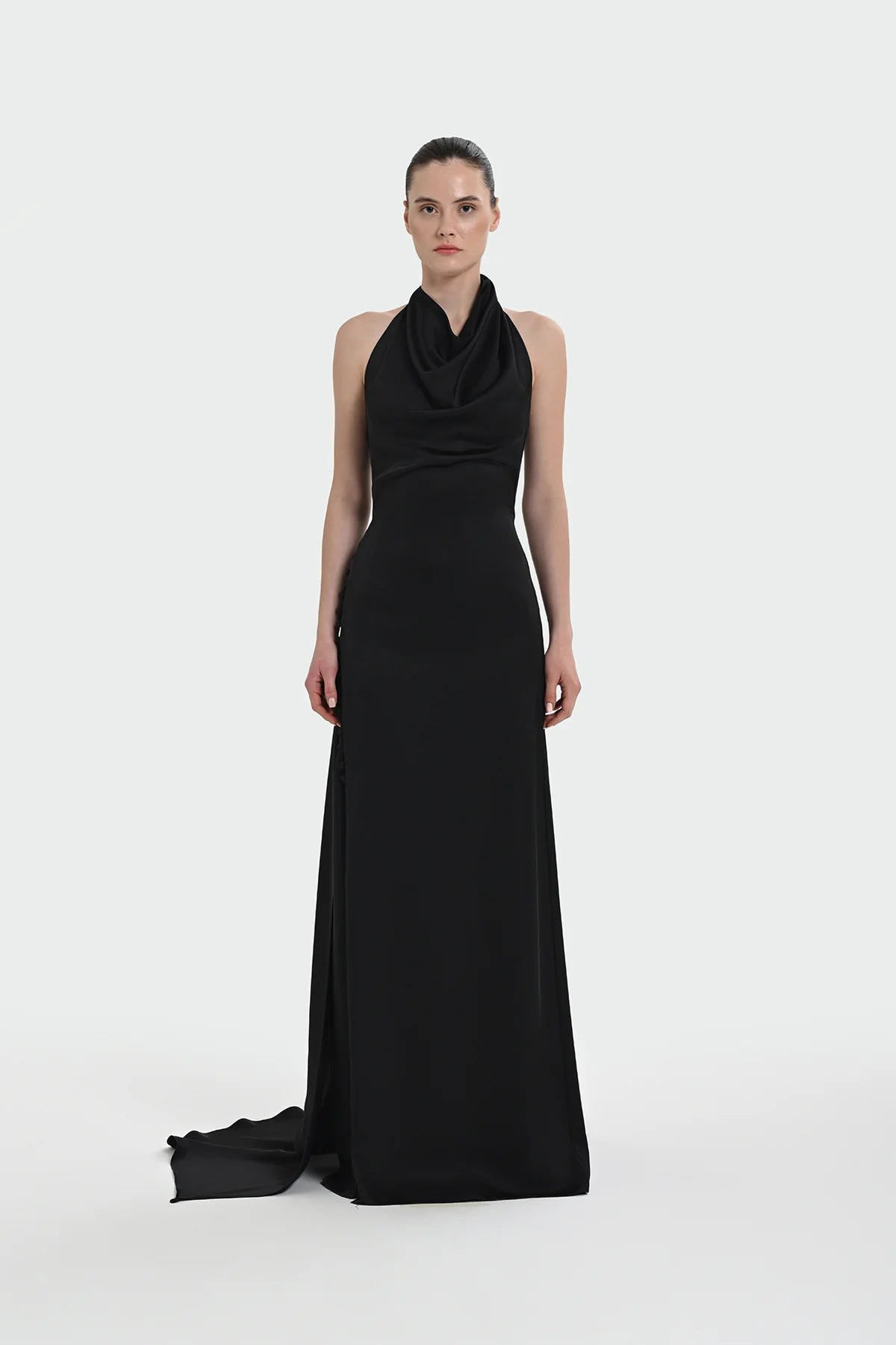 HALTER YAKA DEGAJE DETAYLI ABİYE ELBİSE 1364