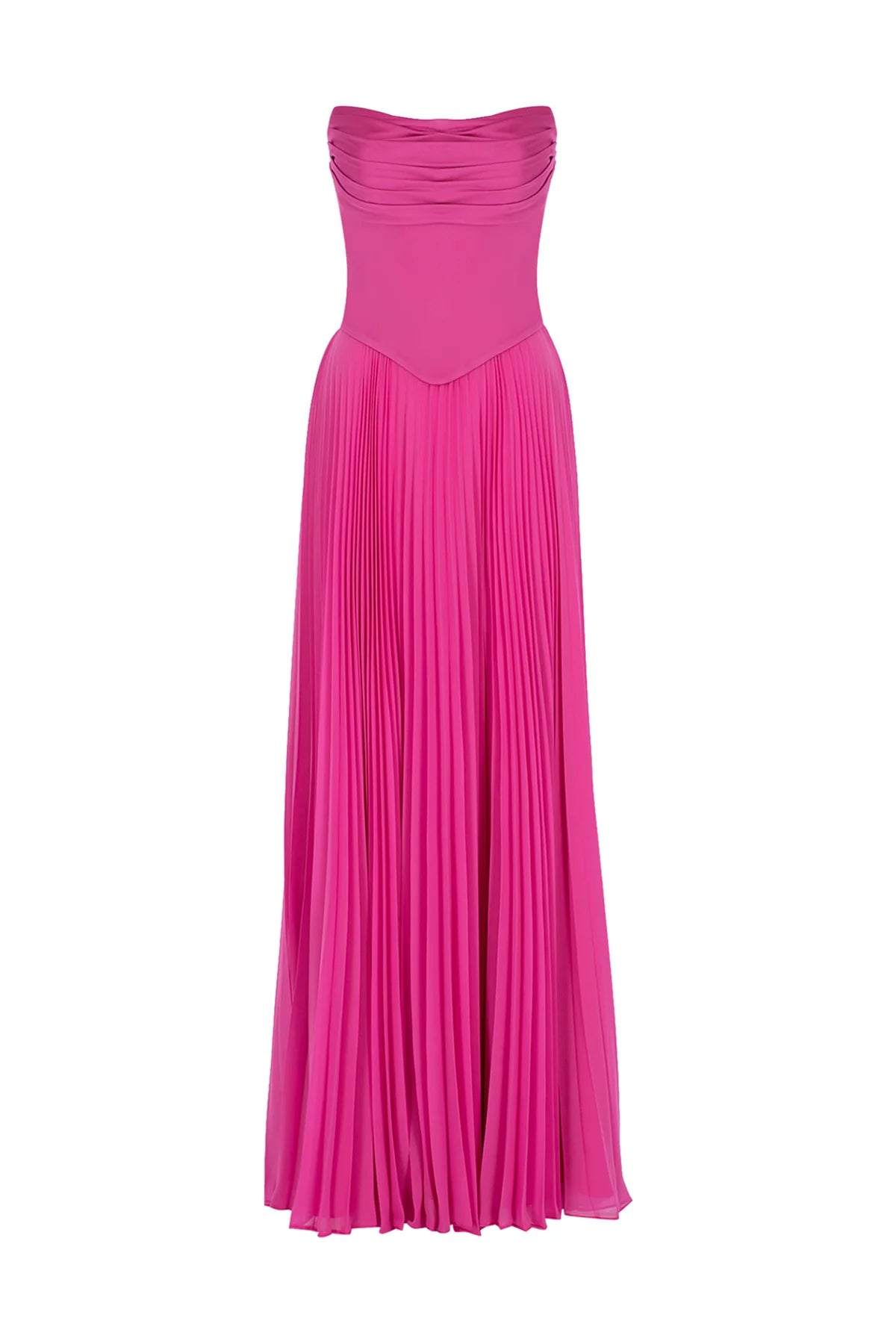 STRAPLEZ DRAPELİ ETEĞİ PİLİSELİ UZUN ABİYE ELBİSE 2101