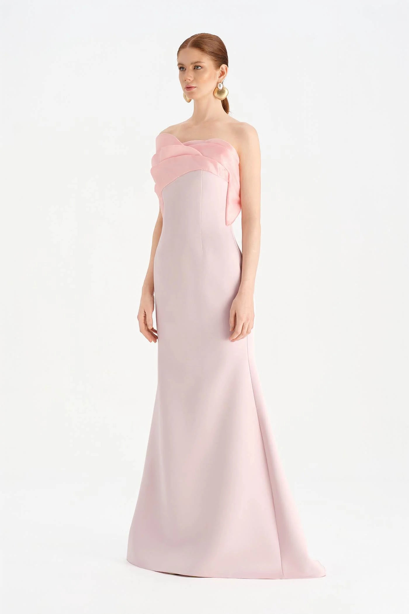 GÖĞÜS DETAYLI STRAPLEZ ABİYE ELBİSE - 26102C