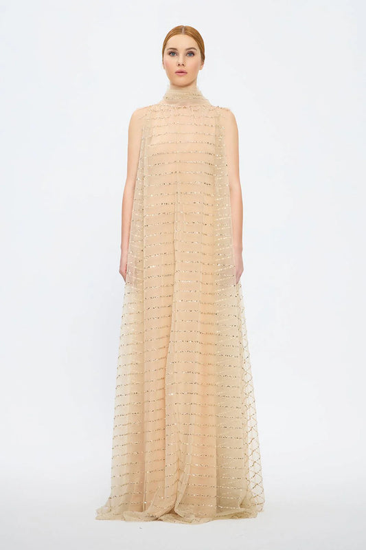 İKİ PARÇA KOLSUZ V YAKA ABİYE ELBİSE - 2004CN