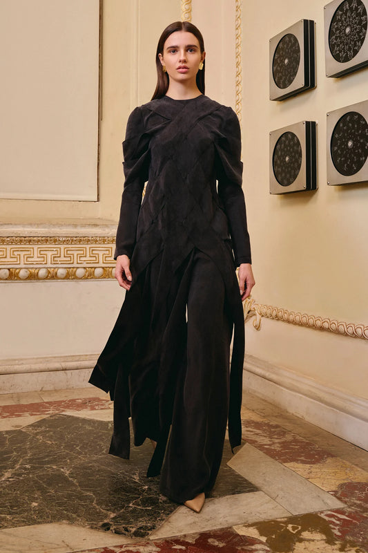 ÇAPRAZ DİKİŞ DETAYLI PANTOLON BLUZ TAKIM 2233