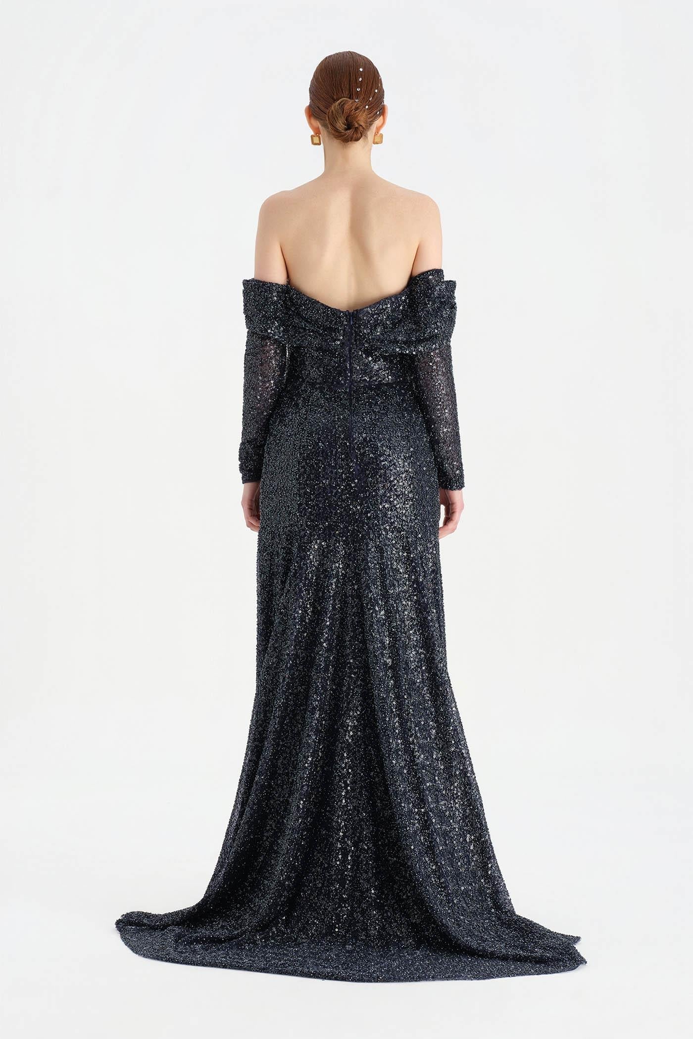 STRAPLEZ TAŞLI ABİYE ELBİSE - 26051C