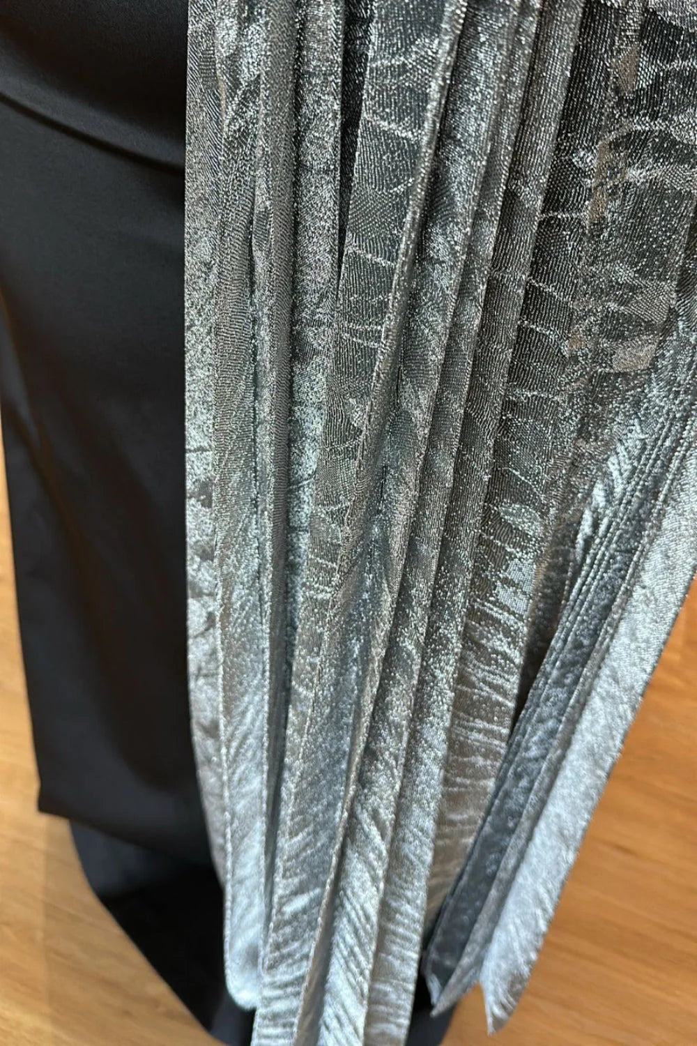 ŞALLI TAŞ İŞLEMELİ SATEN UZUN ABİYE ELBİSE - 9052C