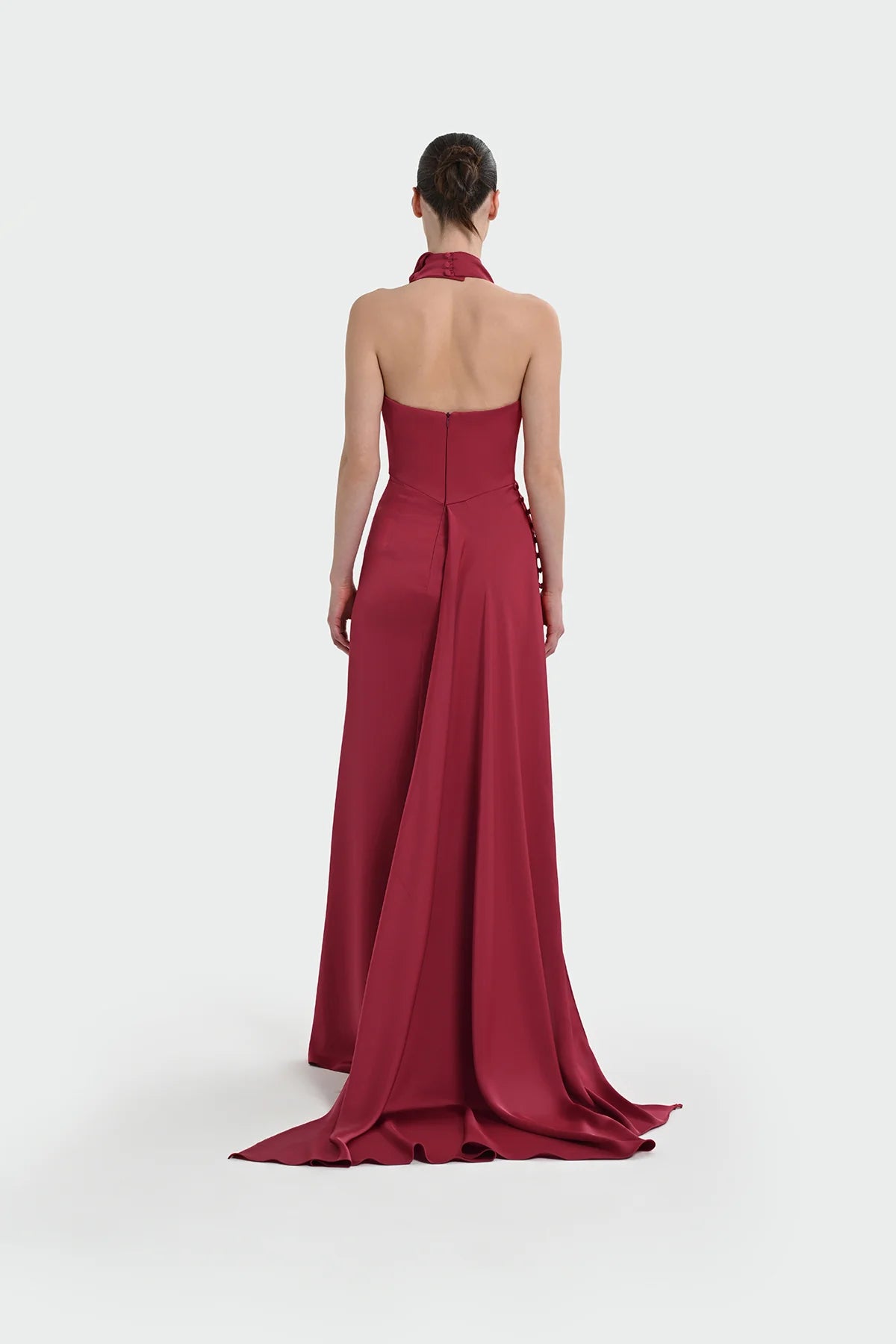 HALTER YAKA DEGAJE DETAYLI ABİYE ELBİSE 1364