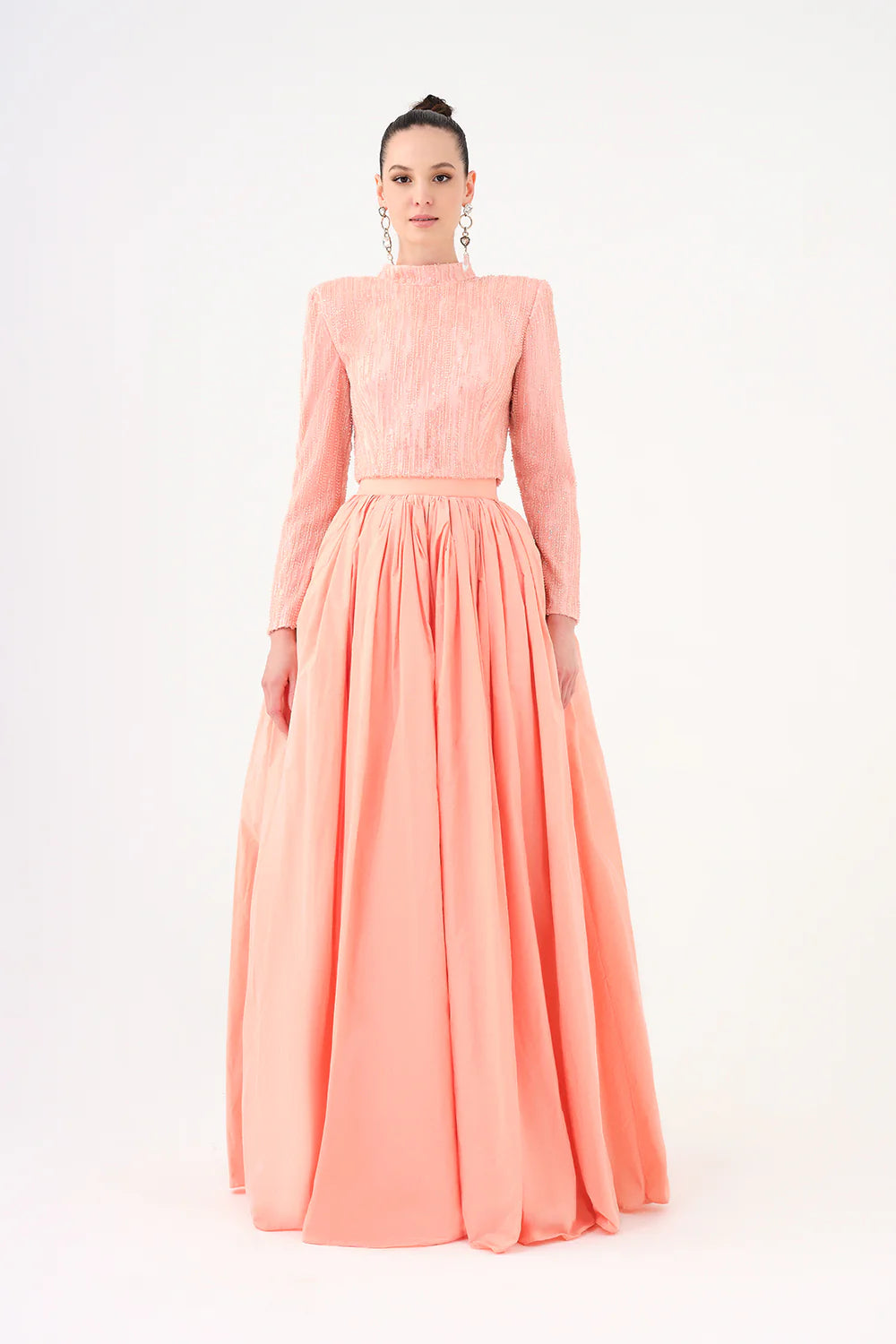 UZUN KOLLU TAŞLI CEKET & TAFTA ETEK TAKIM - 9064C