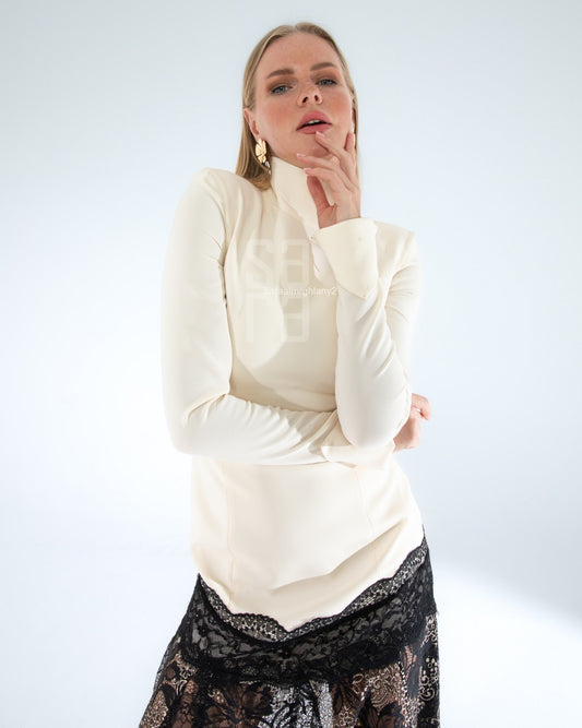 فستان اسود وابيض مع دانتيل 2209