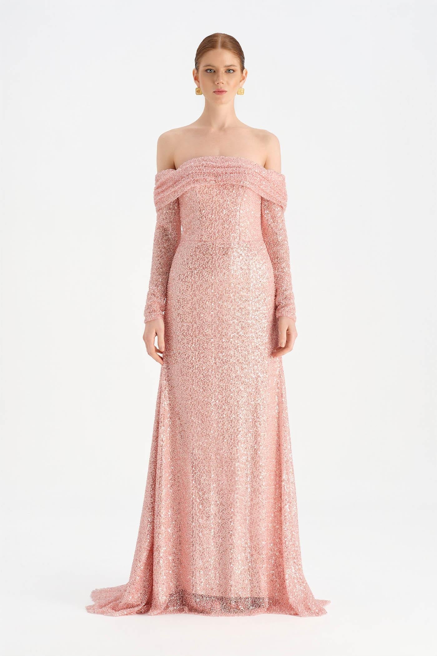 STRAPLEZ TAŞLI ABİYE ELBİSE - 26051C