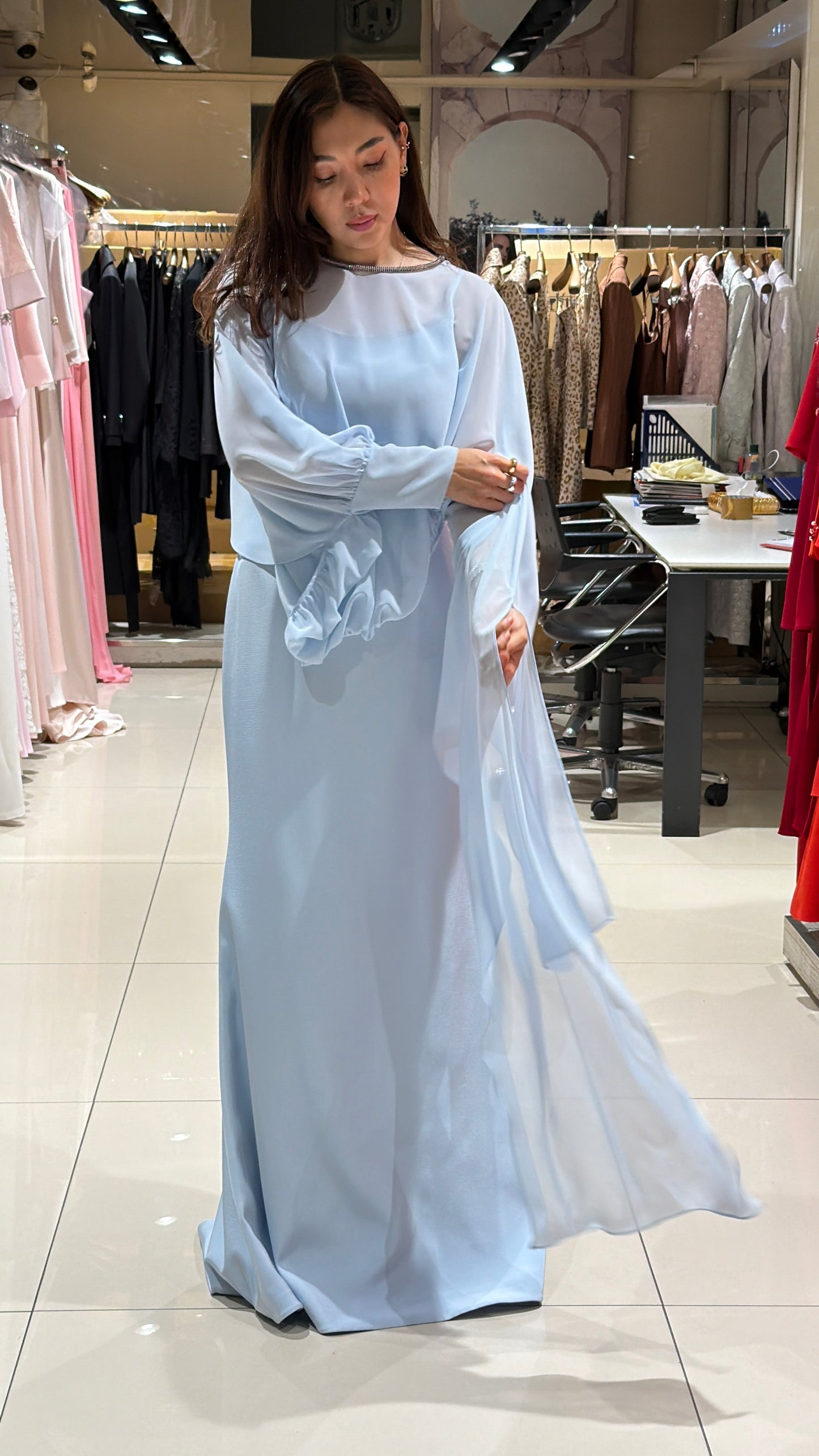 فستان كريب ازرق