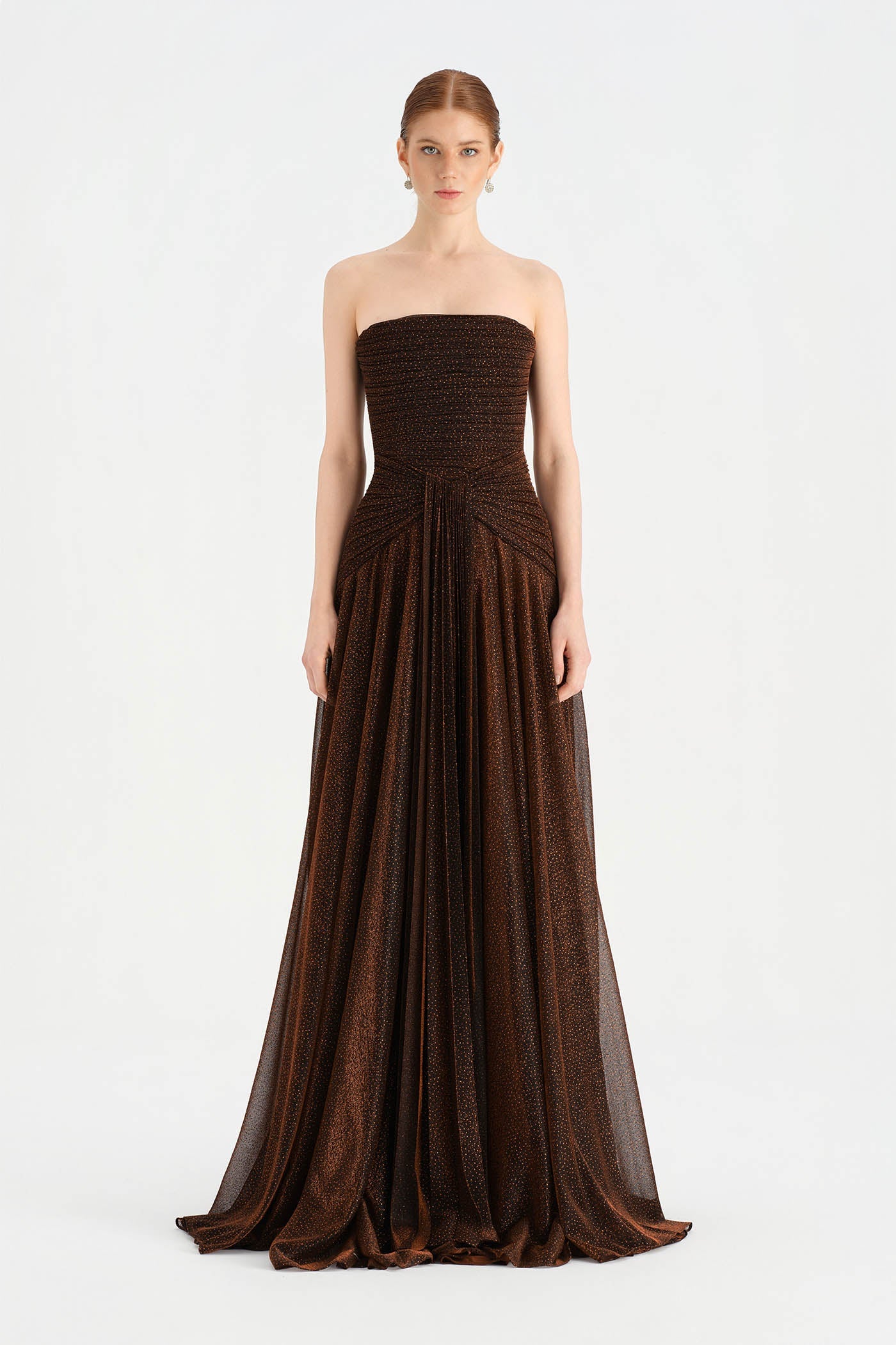 Glitter Strapless Long Evening Dress 9167C