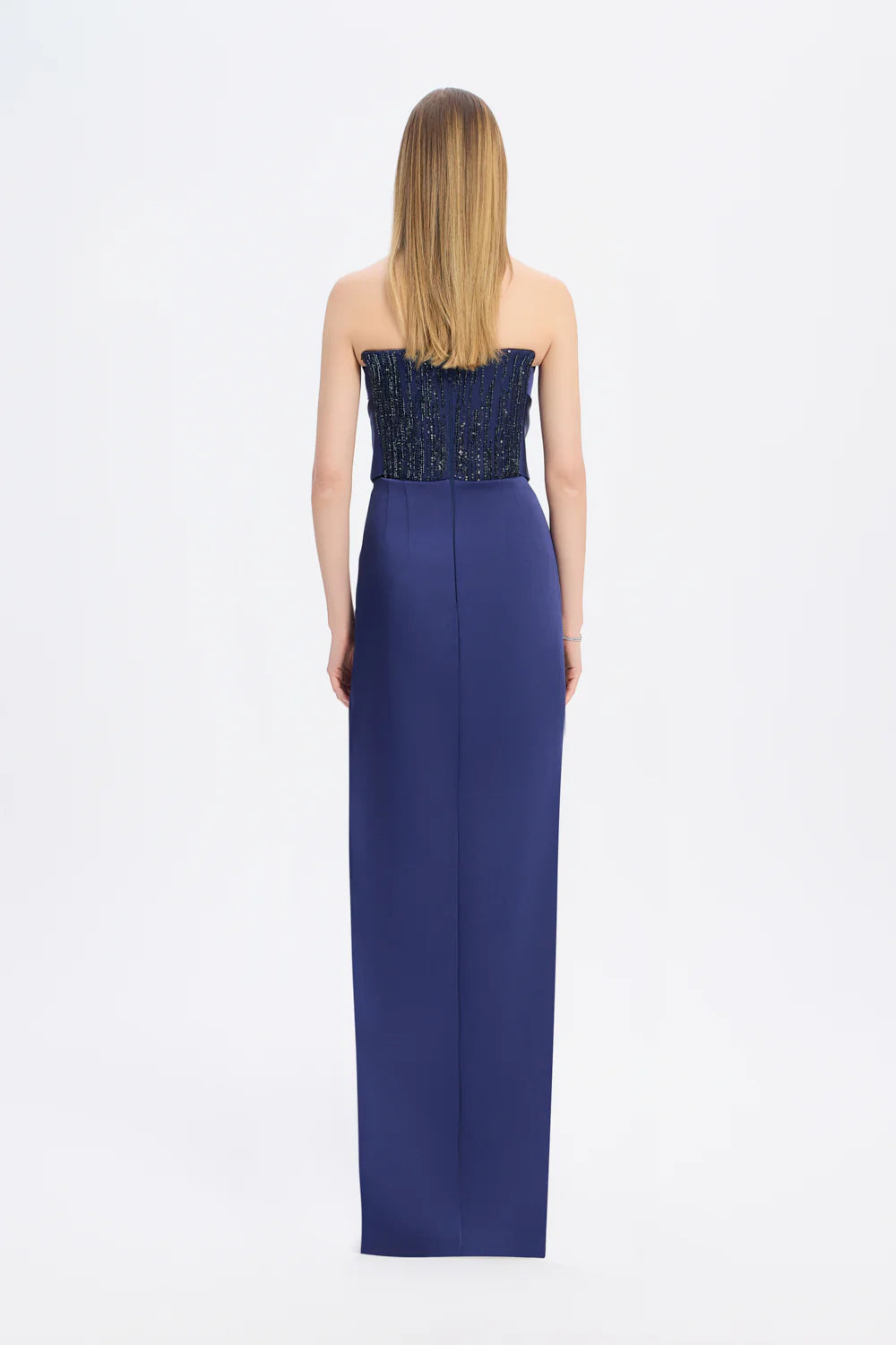 STRAPLEZ YAKA DÜZ KESİM SATEN ABİYE ELBİSE - 9171C