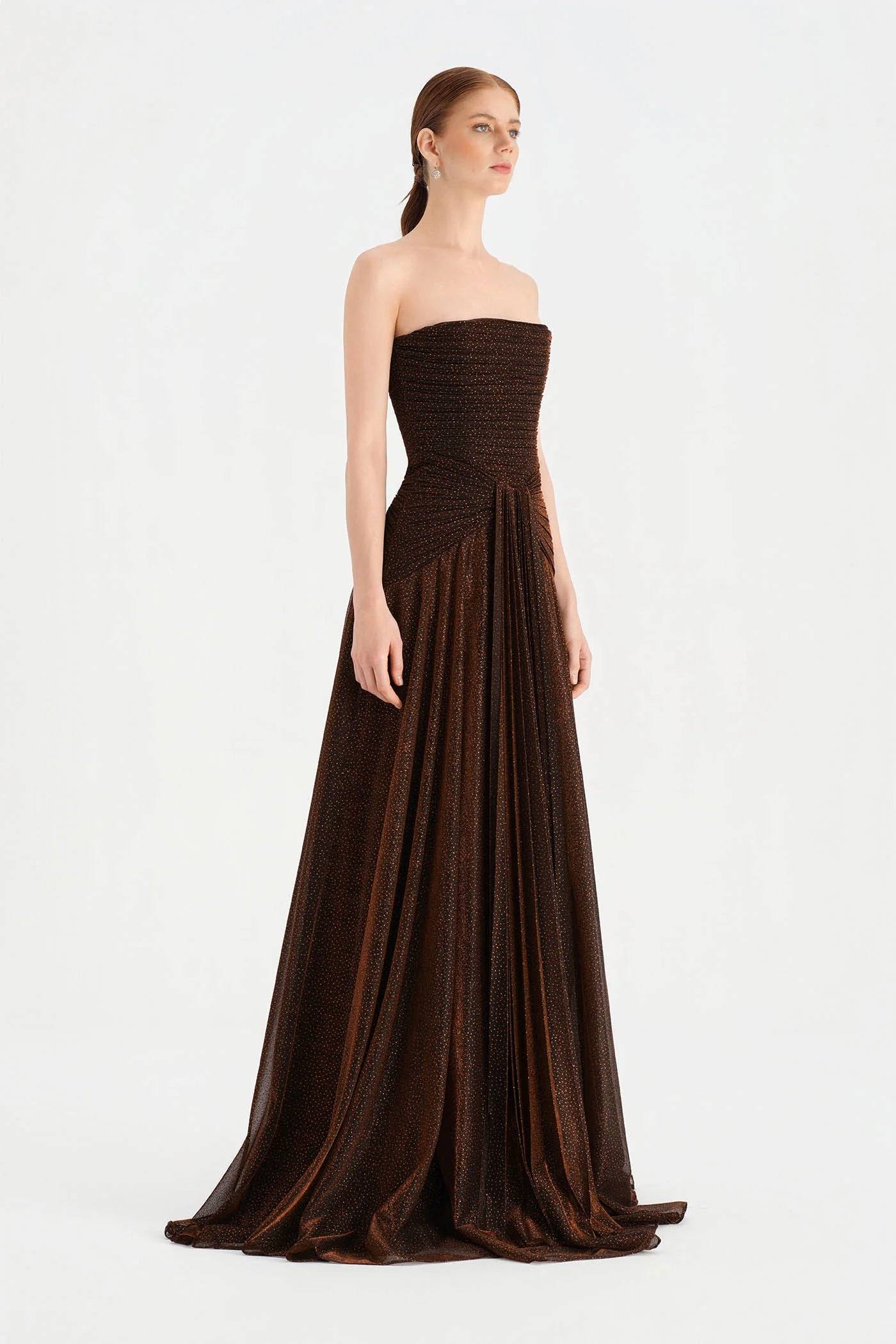 Glitter Strapless Long Evening Dress 9167C