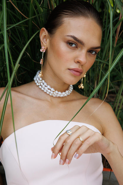 Straplez Üst Krep Eteği 3 Boyutlu Tül Uzun Abiye PEMBE