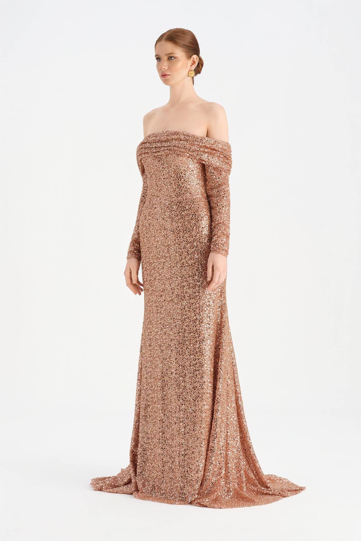 STRAPLEZ TAŞLI ABİYE ELBİSE - 26051C