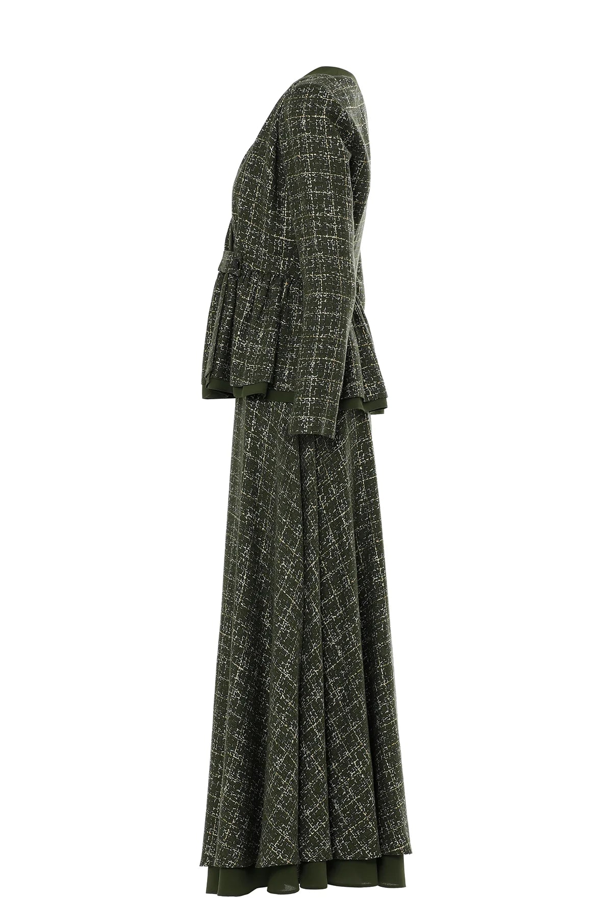 Pileli Ceket Ve Volanlı Uzun Etekli Takım