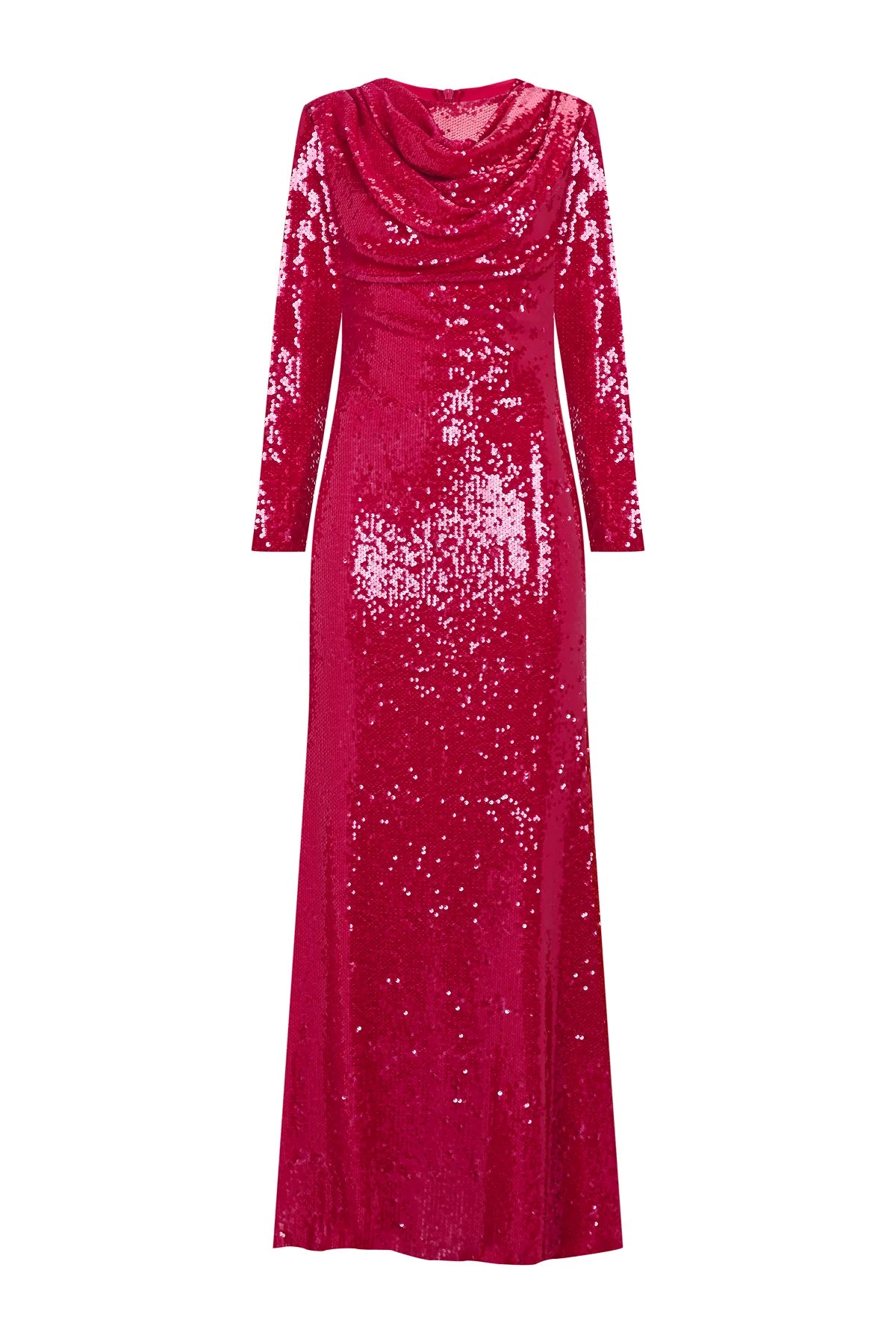 DRAPE DETAYLI PUL PAYETLİ ABİYE  ELBİSE 9116