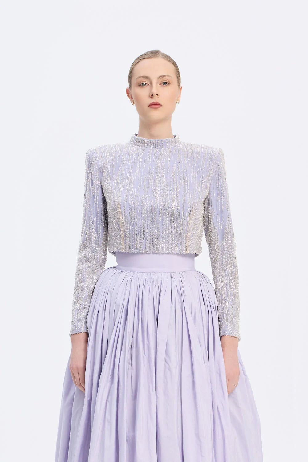 UZUN KOLLU TAŞLI CEKET & TAFTA ETEK TAKIM - 9064C