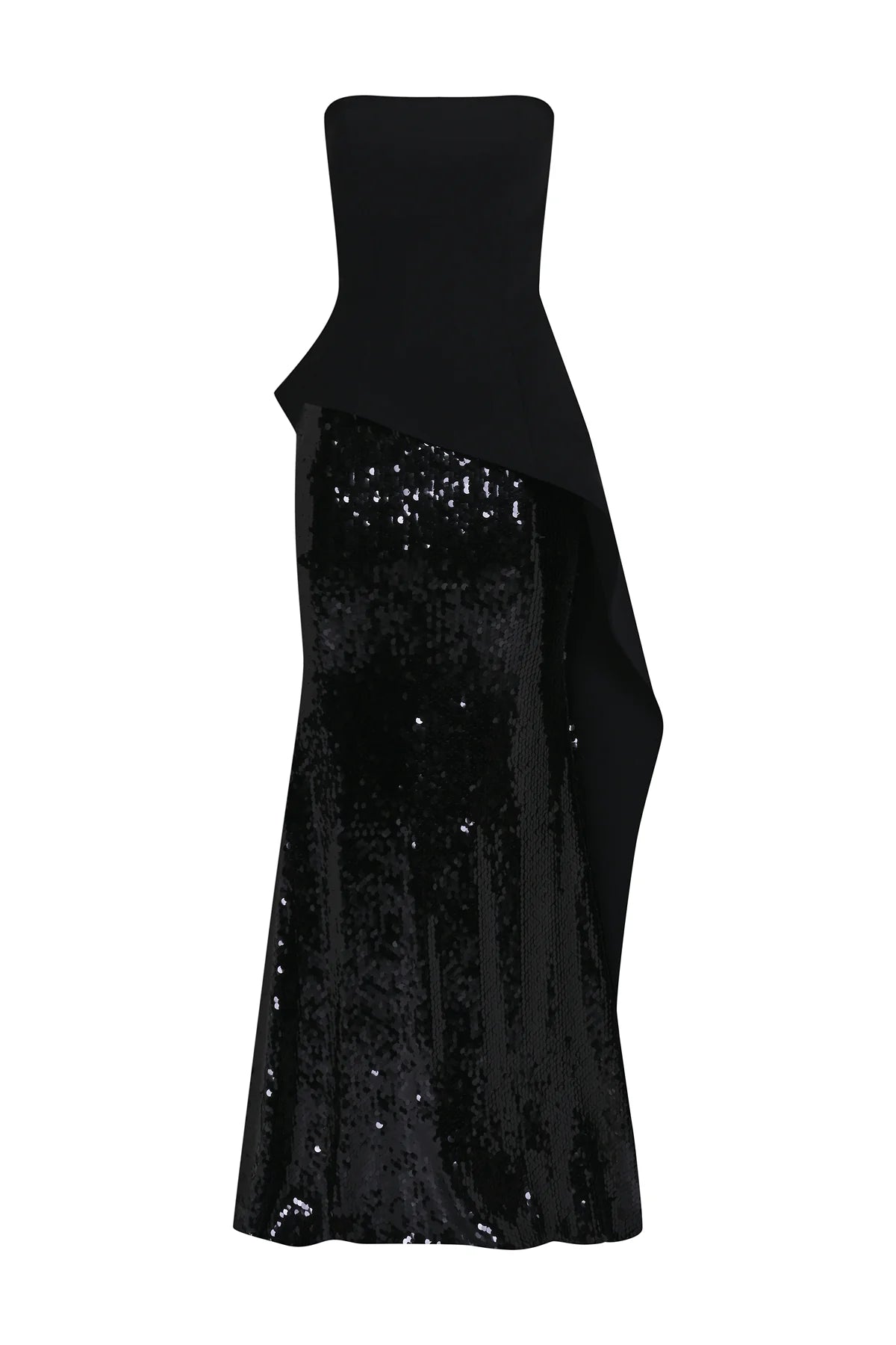 PUL PAYET İŞLEMELİ STRAPLEZ KREP ABİYE ELBİSE 2221