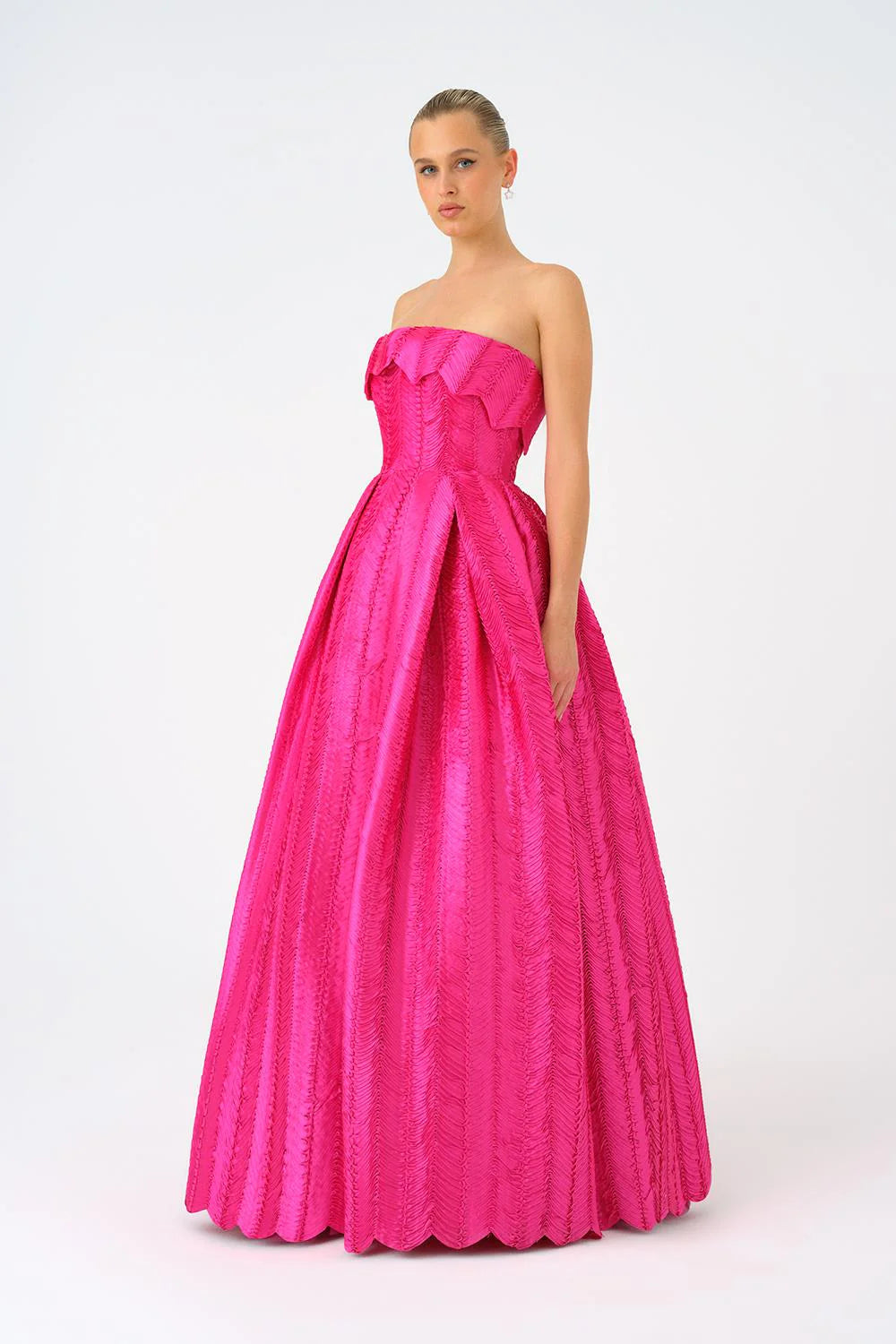 STRAPLEZ YAKA PRENSES KESİM UZUN ABİYE ELBİSE - 9050C