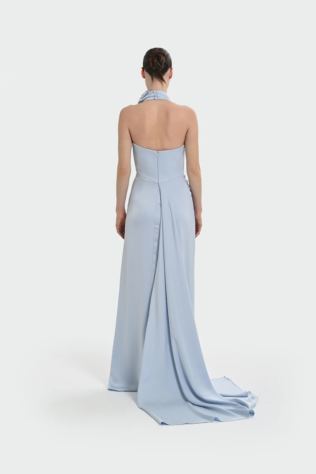 HALTER YAKA DEGAJE DETAYLI ABİYE ELBİSE 1364