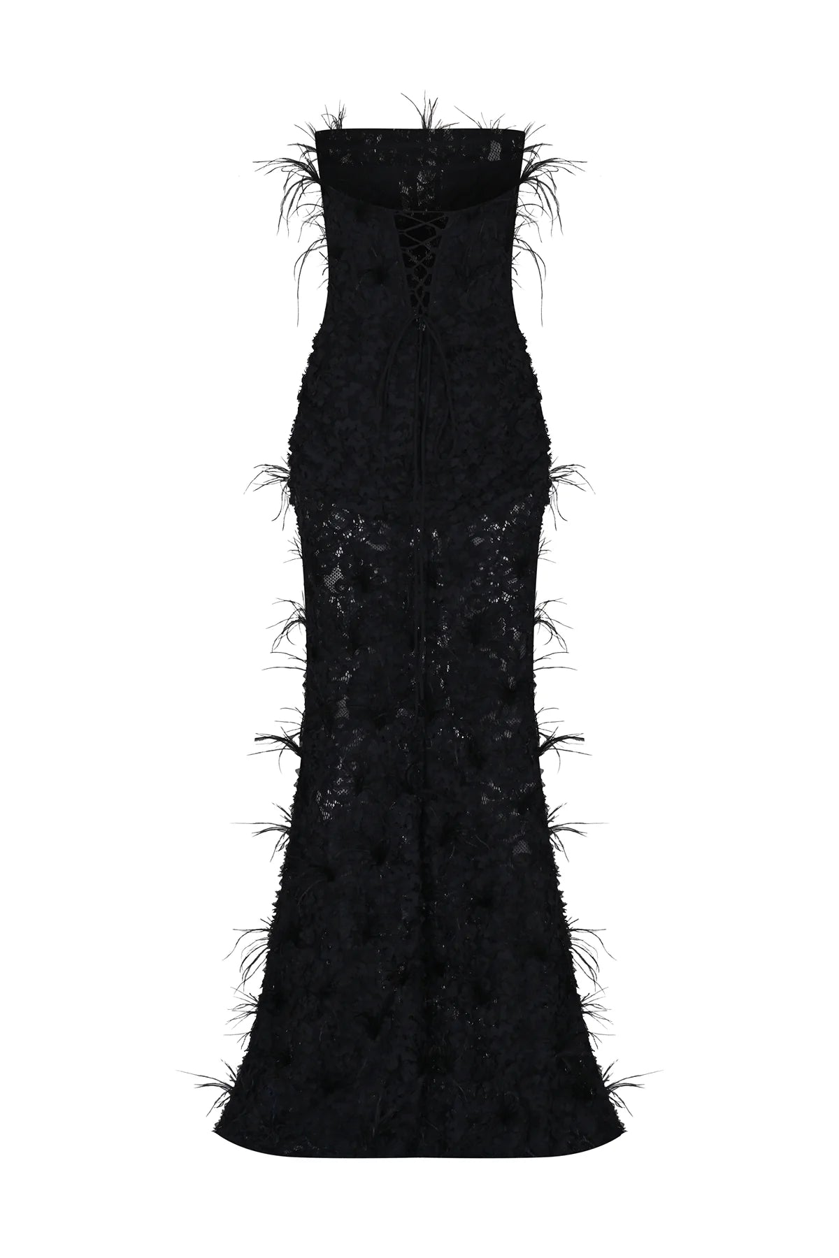 KORSAJLI TÜY DETAYLI STRAPLEZ UZUN ABİYE  ELBISE 1258