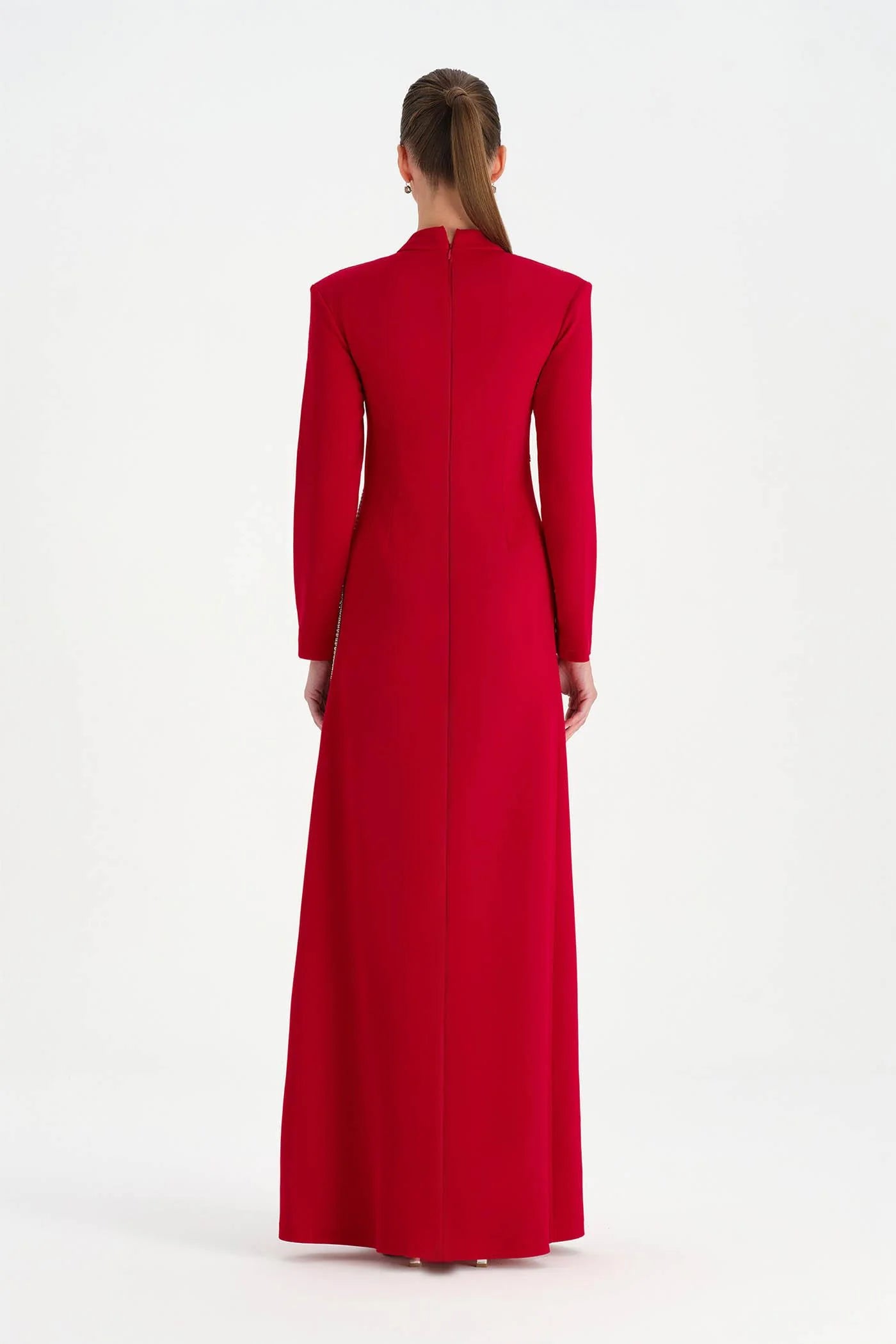 TAŞ İŞLEMELİ TESETTÜR ABİYE ELBİSE - 26186C