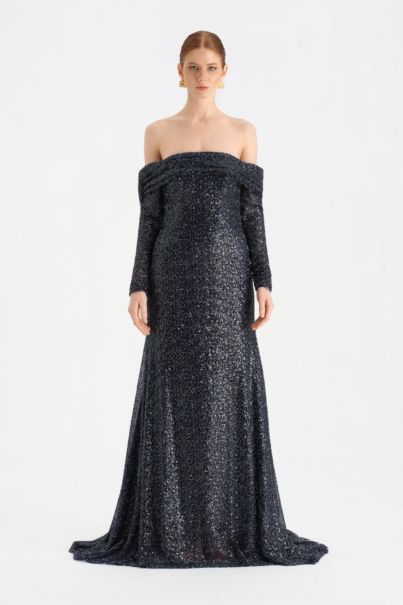 STRAPLEZ TAŞLI ABİYE ELBİSE - 26051C