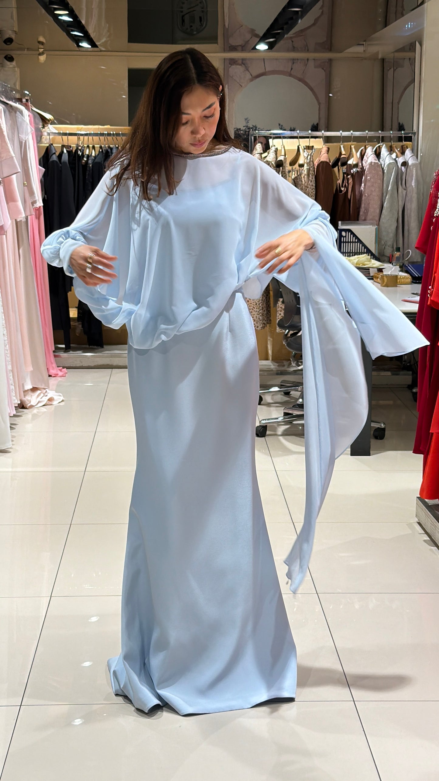 فستان كريب ازرق