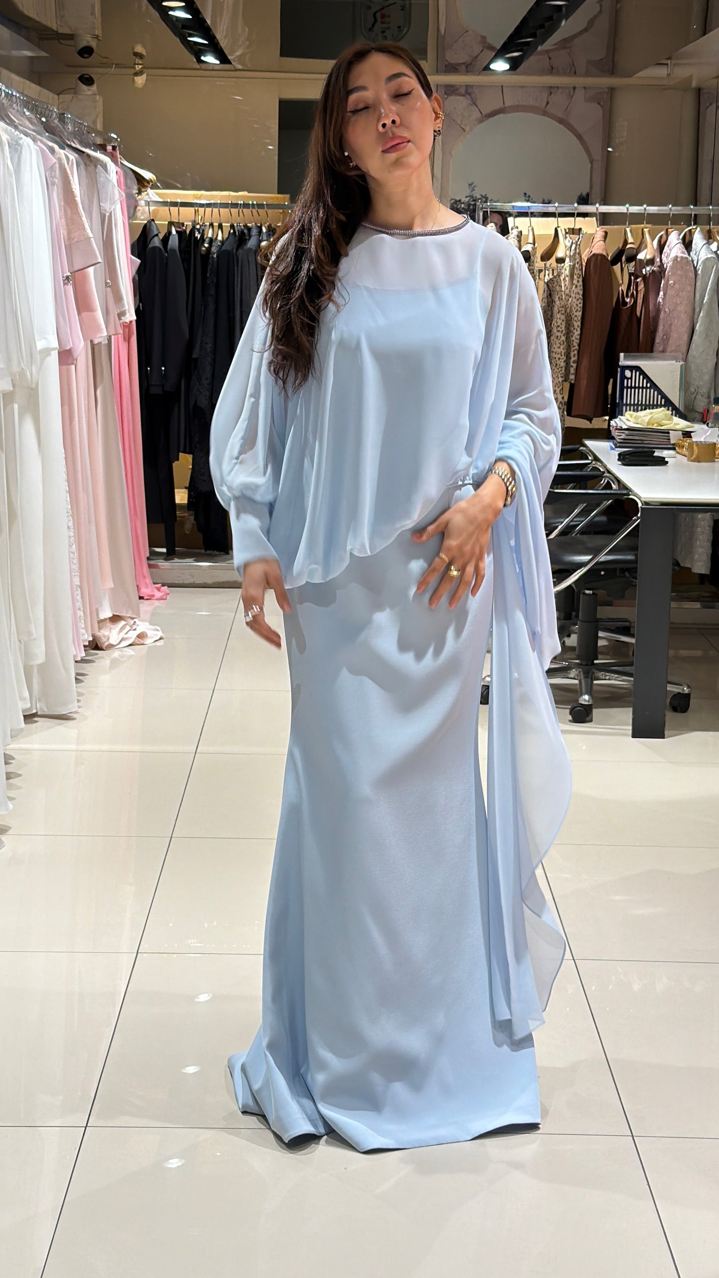 فستان كريب ازرق